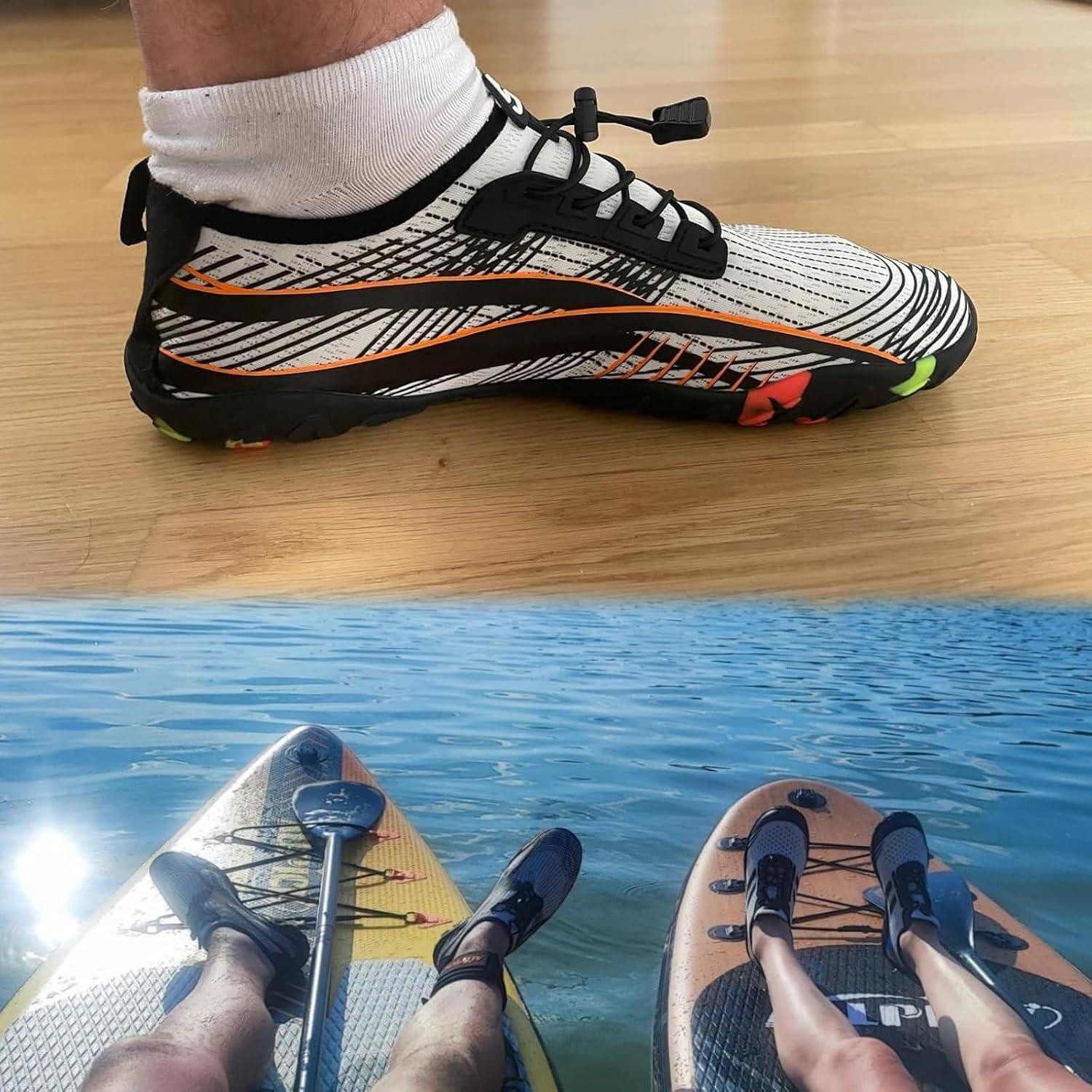 LuxusKollektion Strandschuhe Schwimmschuhe Aquaschuhe Damen Herren 41 EU Weiße Orange Wasserschuh