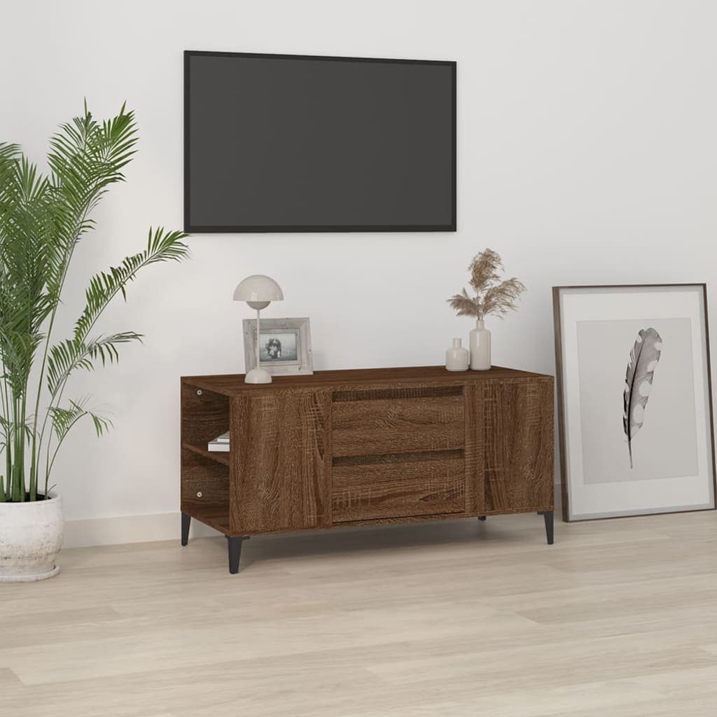 furnicato TV-Schrank 102x44,5x50 Braun cm Holzwerkstoff Eichen-Optik