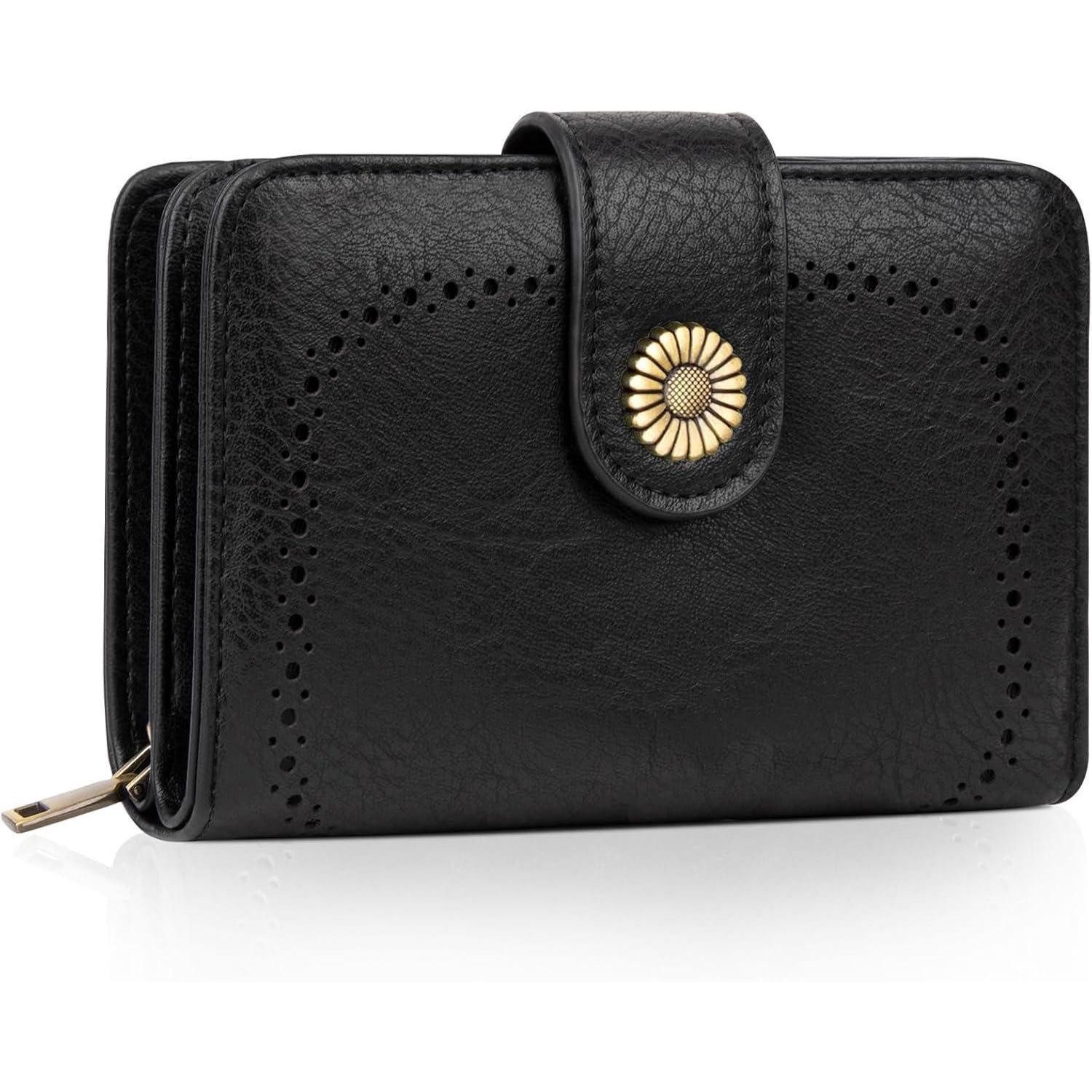 LuxusKollektion Geldbörse Damen Geldbörse Vintage PU Leder RFID-Geldbeutel Schwarz