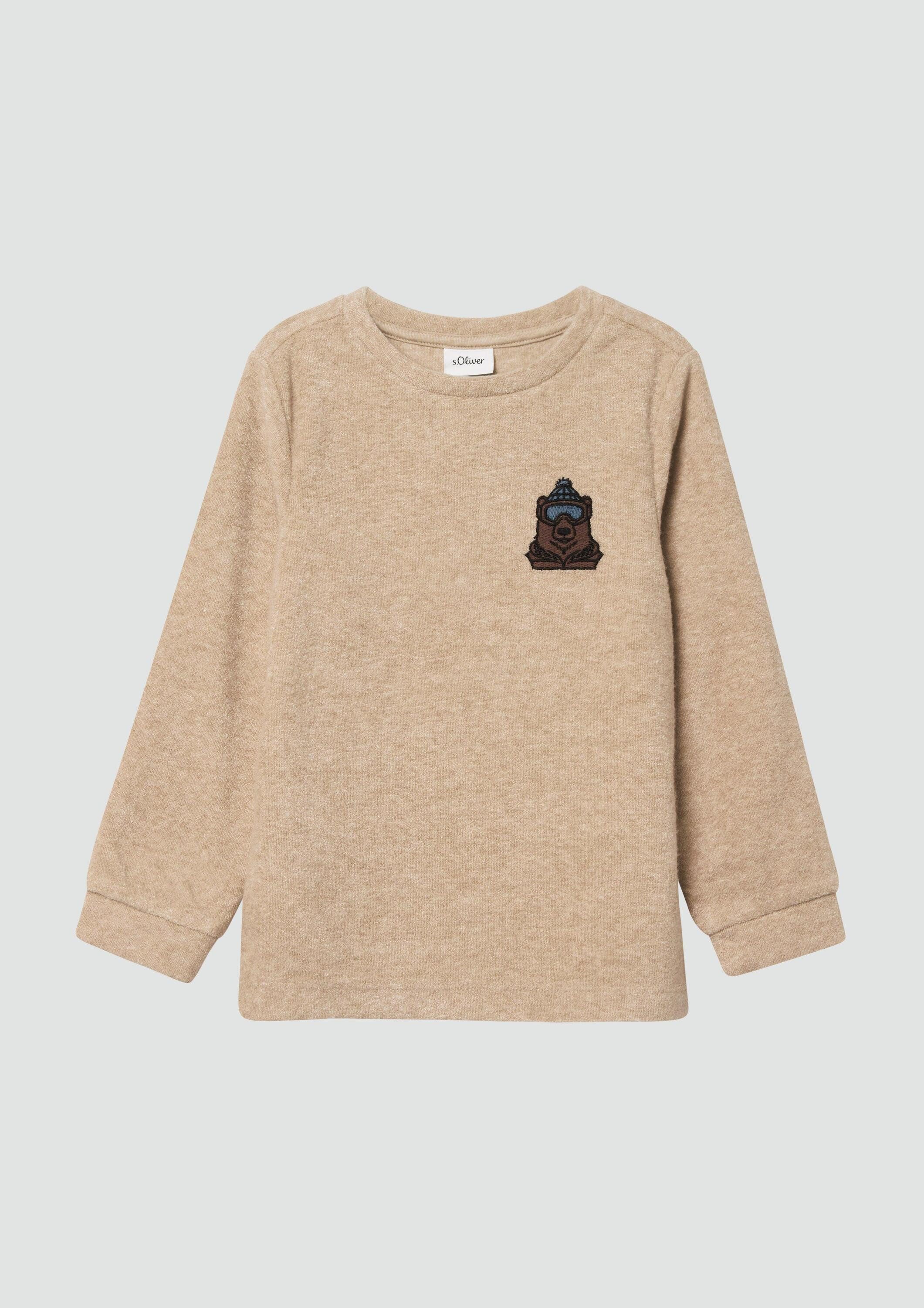s.Oliver Langarmshirt T-Shirt Warmes Langarmshirt mit Struktur und Stickerei
