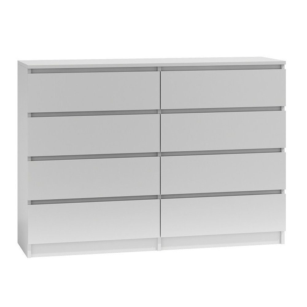 8 Schubladen Weiß Kommode mit Kommode Klamotenschrank 140cm pressiode Sideboard Anrichte