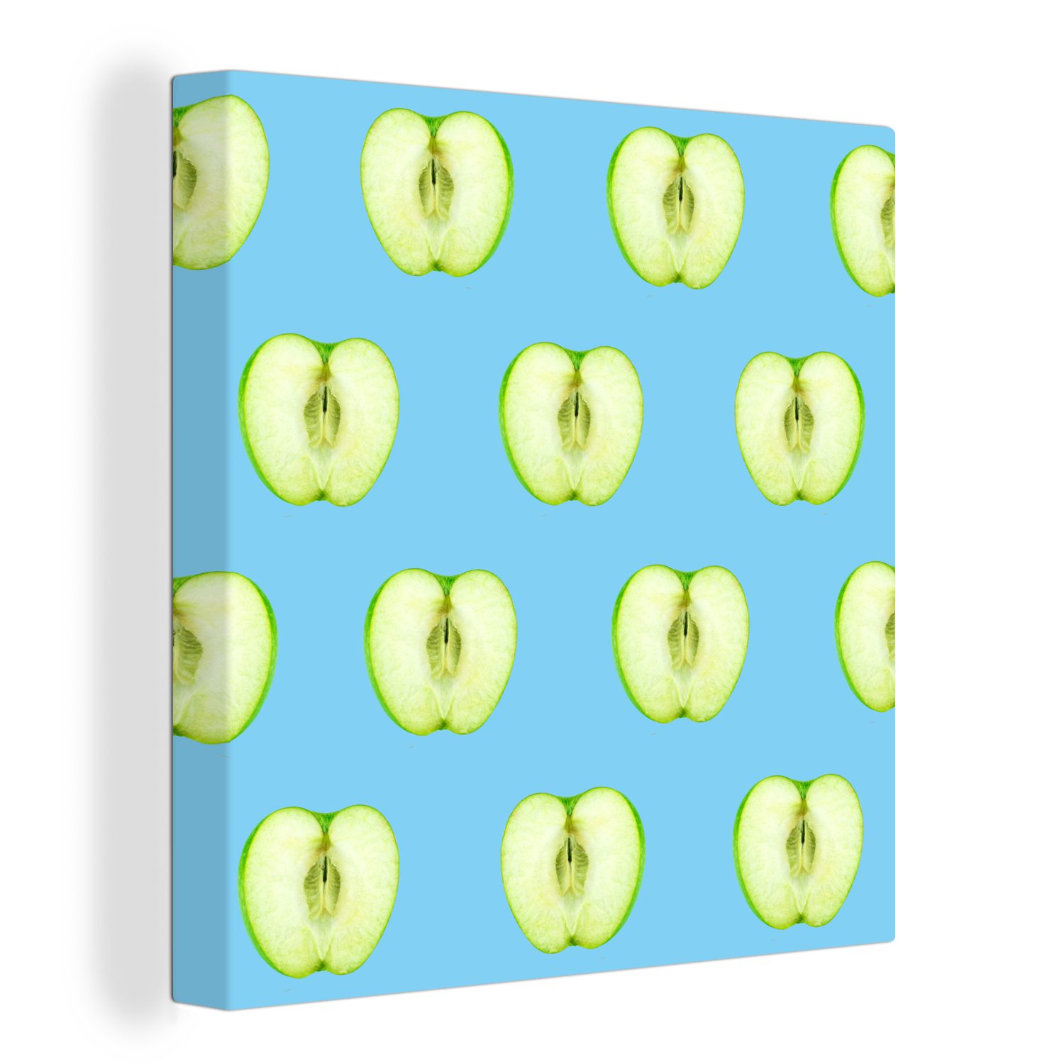 OneMillionCanvasses® Leinwandbild Apfel - Pastell - Muster, (1 St), Leinwand Bilder für Wohnzimmer Schlafzimmer