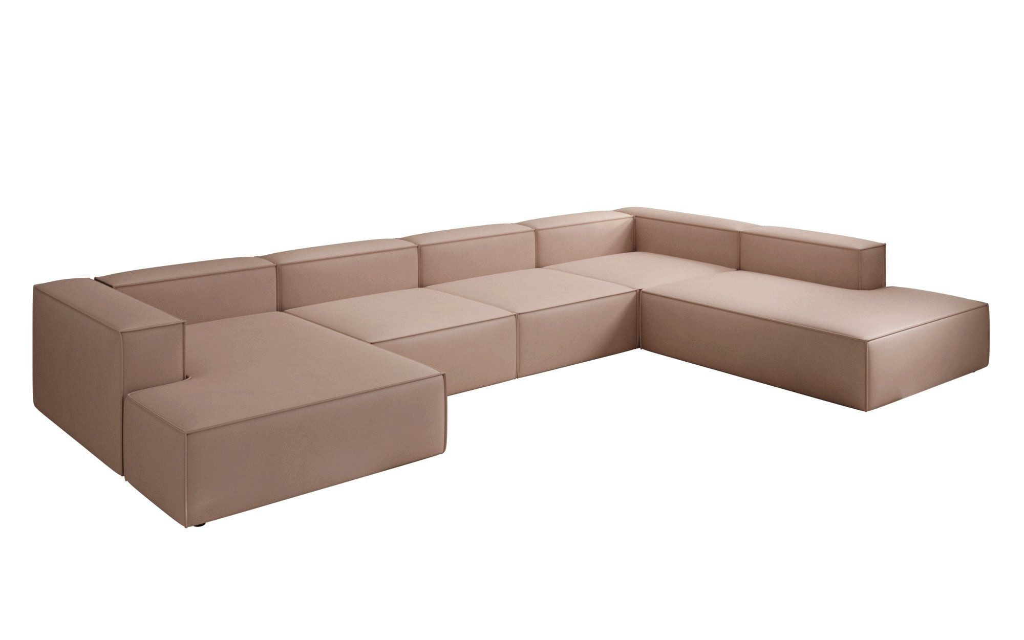 Luxusbetten24 Wohnlandschaft Designer Sofa Lesley U XXL, mit Bezug aus Echtleder