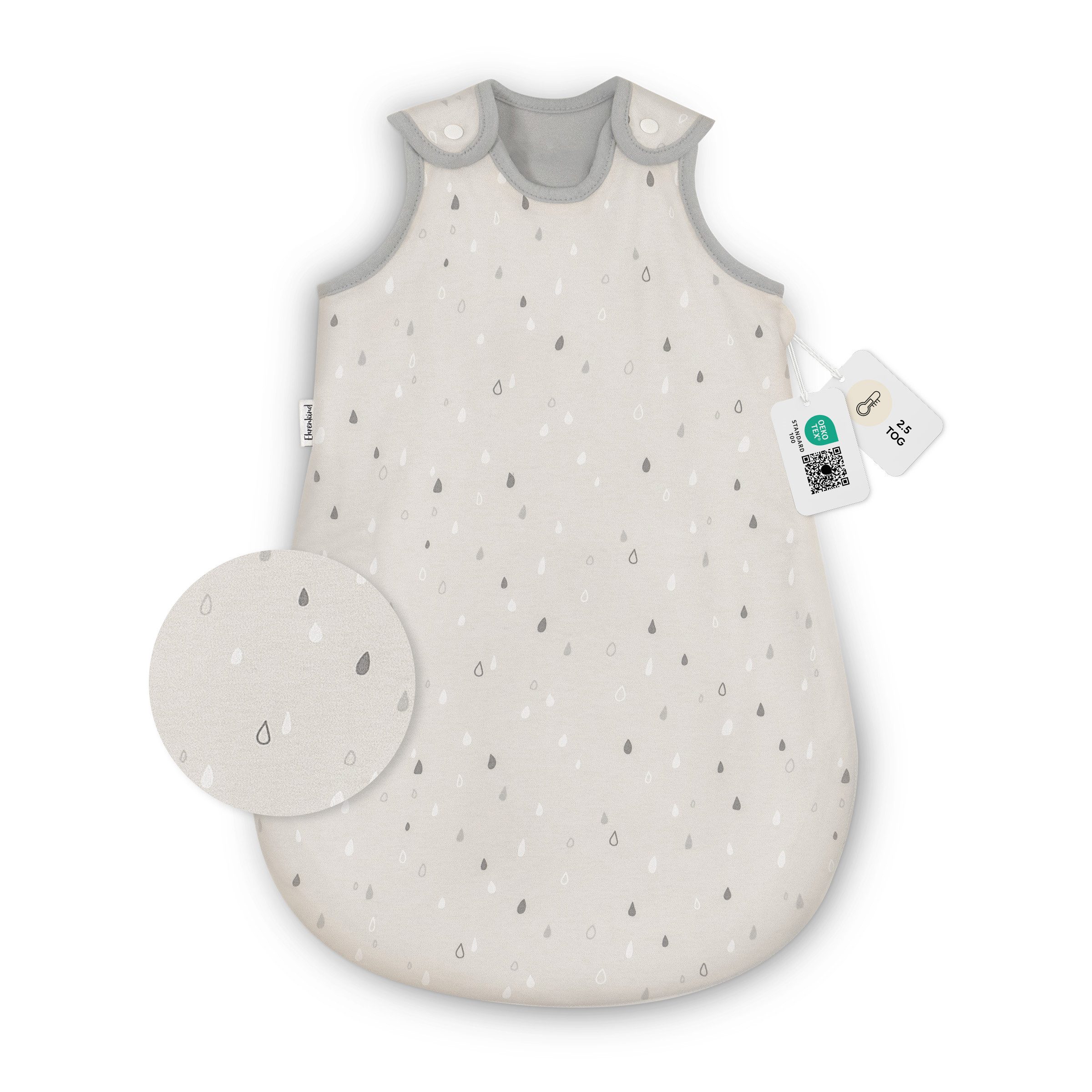 Ehrenkind Babyschlafsack Sommer, Rund, Bio-Baumwolle (Standard by OEKO-TEX, 100% Bio-Baumwolle, Sommerschlafsack, 1.0 TOG), Schlafsack Baby,  Baby Schlafsack