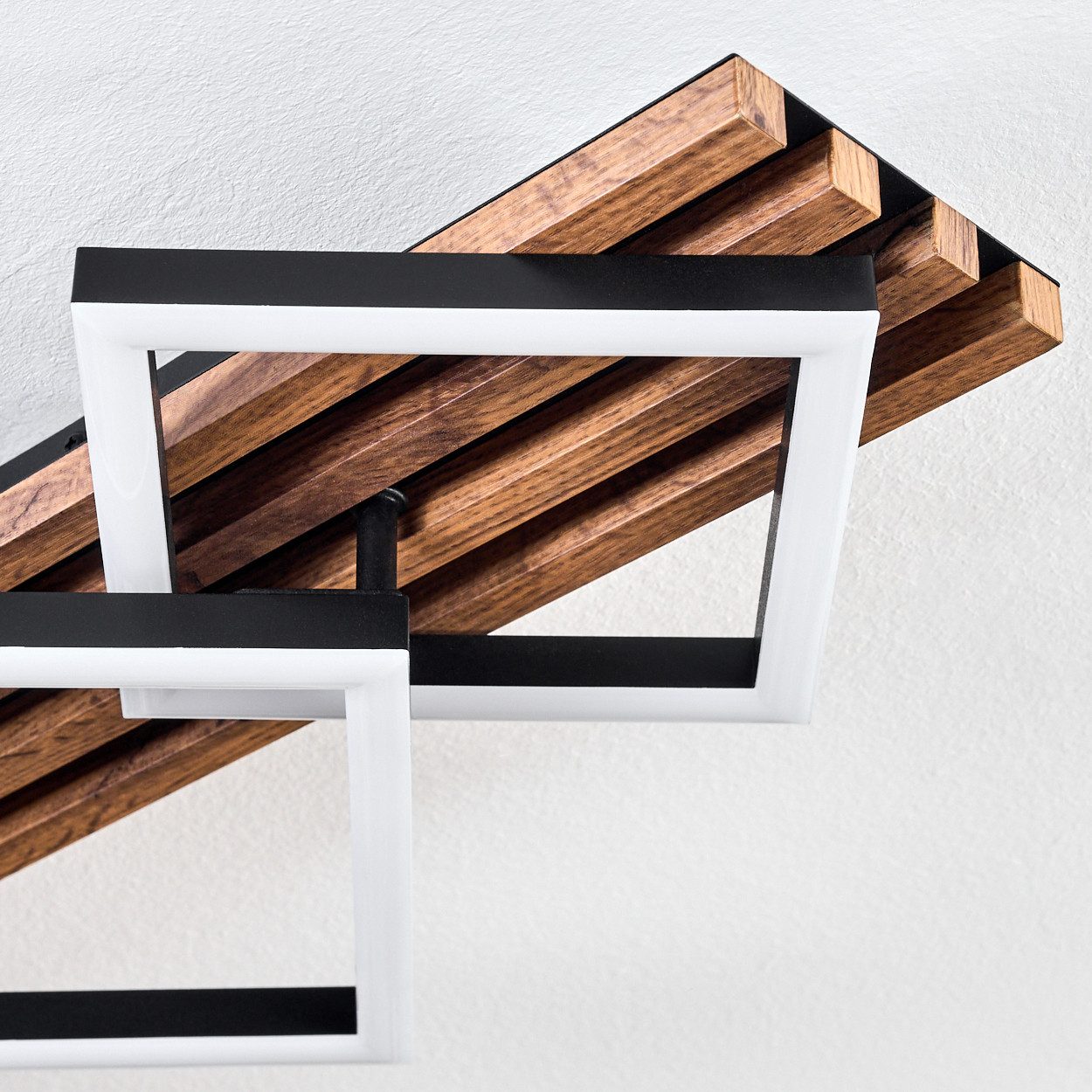 hofstein Deckenleuchte Deckenlampe aus Metall/MDF/Kunststoff, ohne Leuchtmittel, moderne Deckenleuchte in Schwarz/Holzoptik/Braun/Weiß