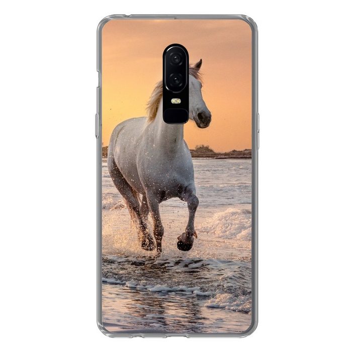 MuchoWow Handyhülle Pferde - Sonne - Meer - Strand - Tiere Phone Case Handyhülle OnePlus 6 Silikon Schutzhülle