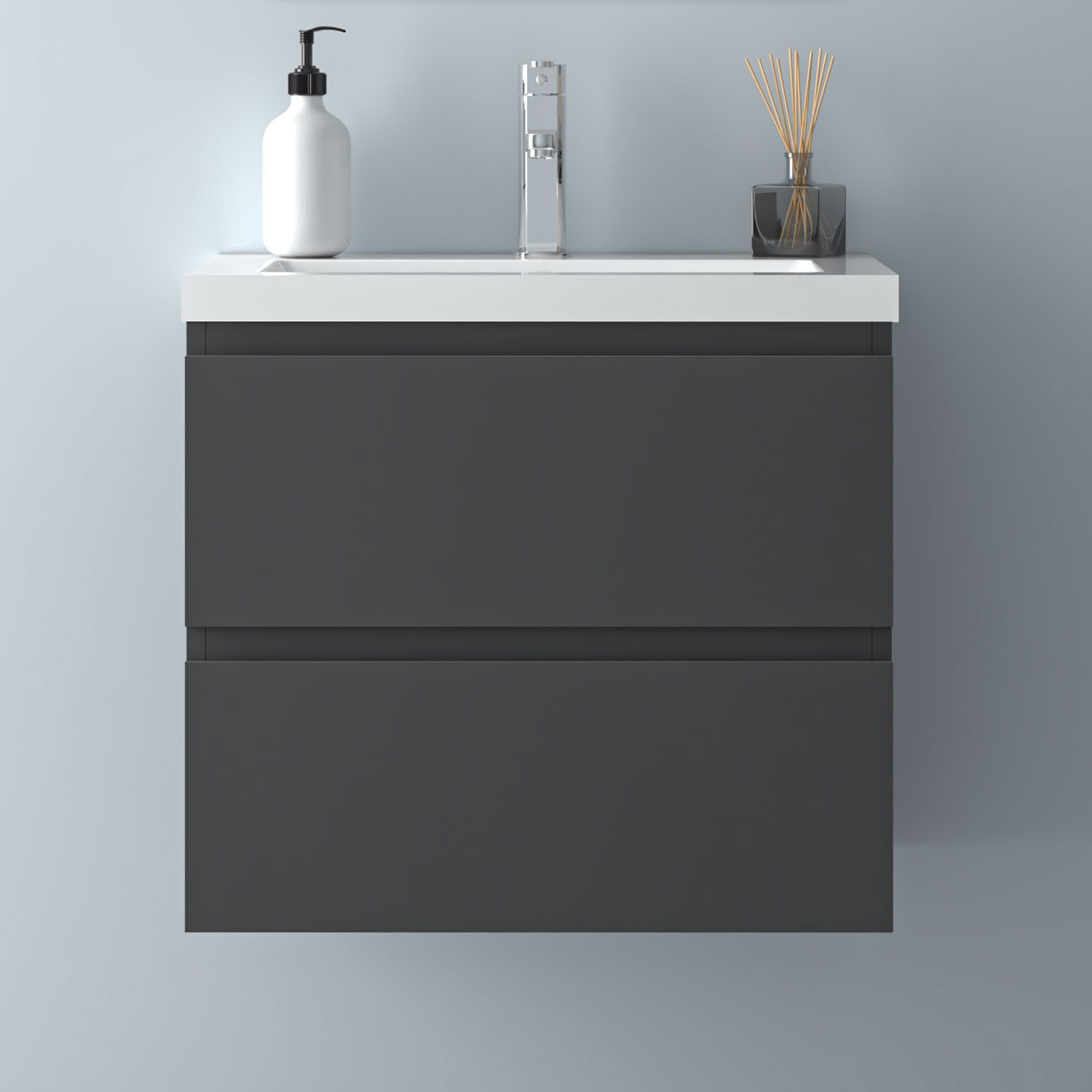 Aica Sanitär Waschtisch Badezimmerschrank Unterschrank mit Waschbecken Badmöbel Badschrank