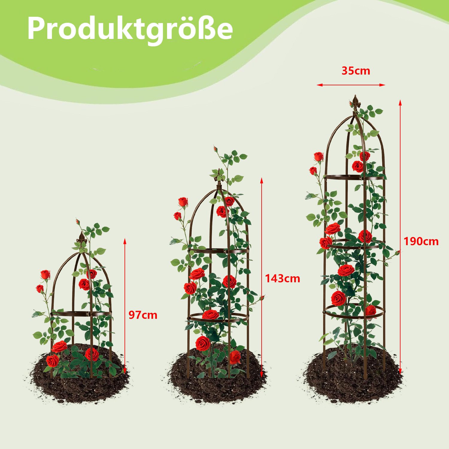 OSTWOLKE Rankhilfe Obelisk Ranksäule Rankturm Kletterpflanzenstütze Rankgit günstig online kaufen