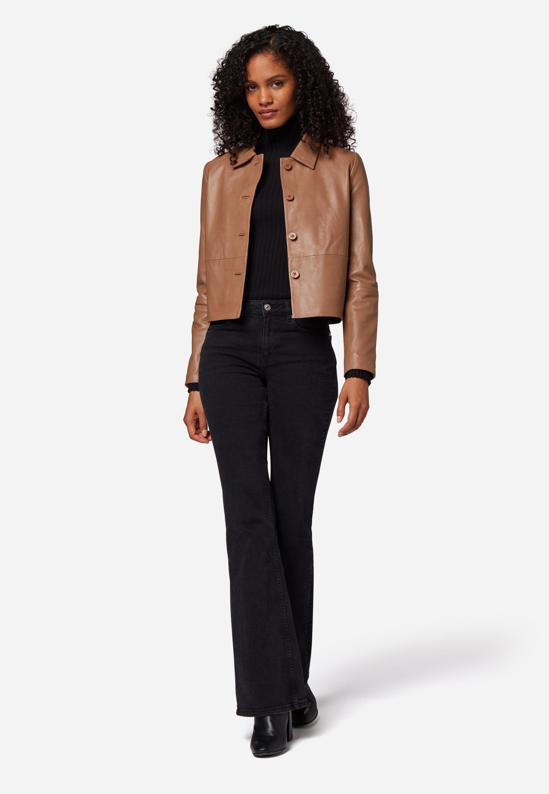 RICANO Lederjacke Cecila Lederjacke im Bolero-Stil mit Polokragen günstig online kaufen