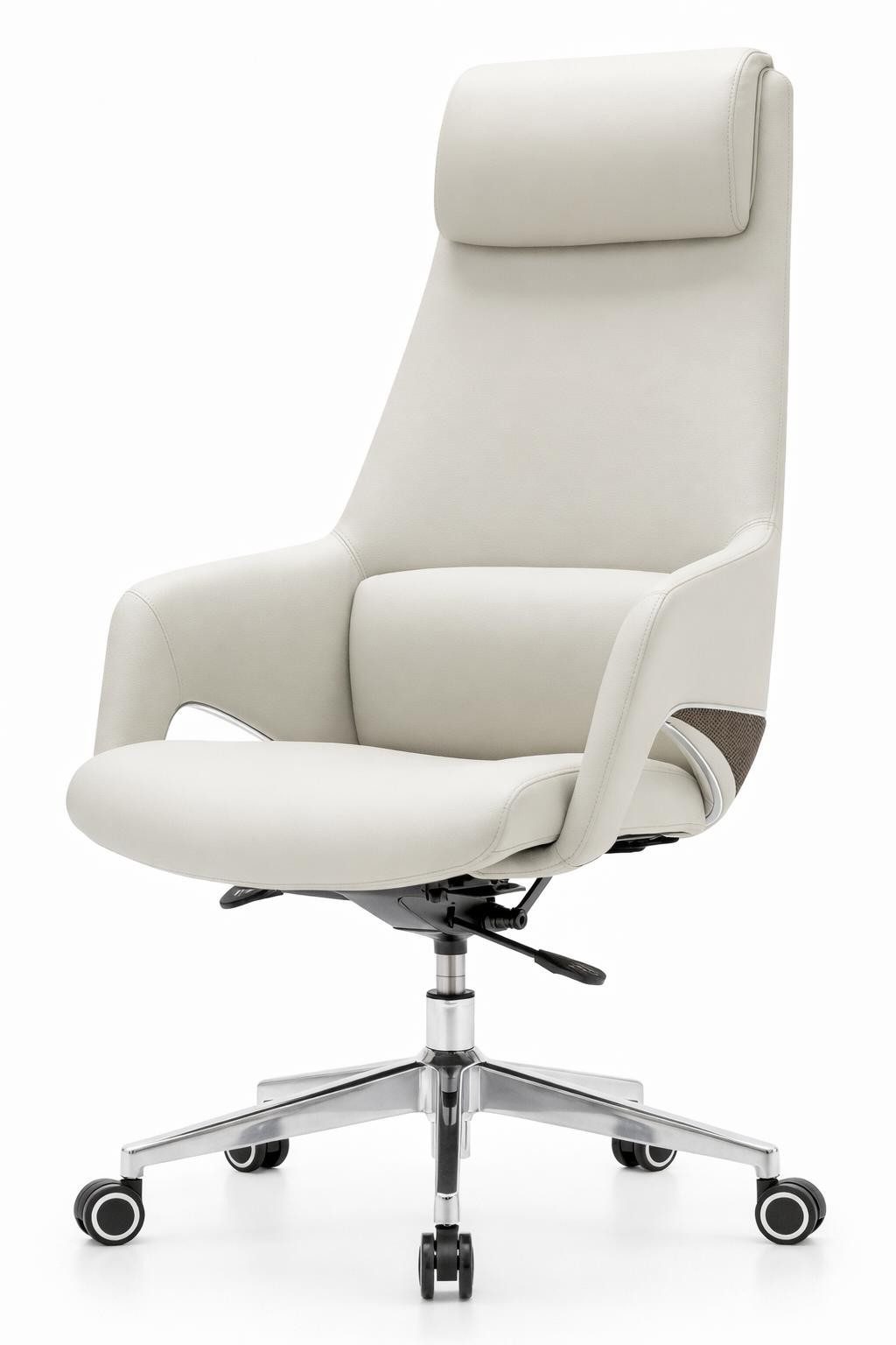 Xlmoebel Chefsessel Moderner Chefsessel in Creme mit Kopfstütze und Metallgestell, Made in Europa