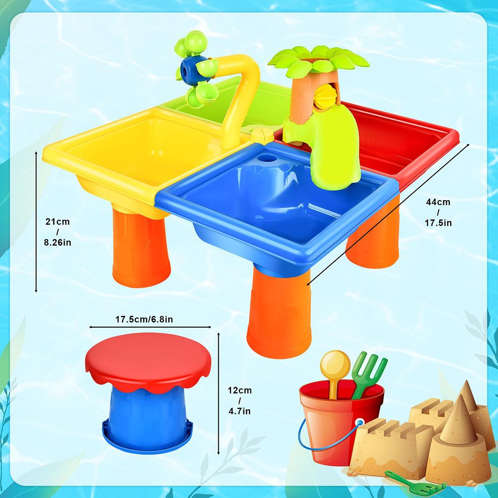 CLTYQ Sandform-Set 4 IN 1 Sand Wasserspieltisch, Schneespielzeug Strandspielzeug, (10-tlg), Reise Sandspielzeug,Sommer Sand Spielzeug für Mädchen Junge