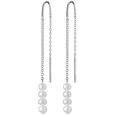 Gaura Pearls Paar Ohrhänger Elegant weiß rund 4.5-5 mm Süßwasserzuchtperle 925er Silber