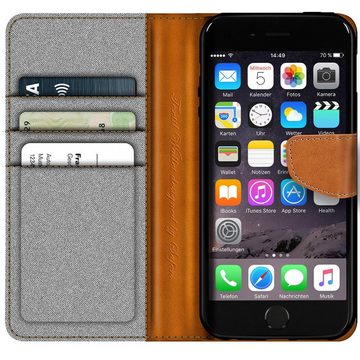 CoolGadget Handyhülle Denim Schutzhülle Flip Case für iPhone SE 2022 3. Generation 4,7 Zoll, Book Cover Handy Tasche Hülle für Apple iPhone SE 2020/2022 Klapphülle