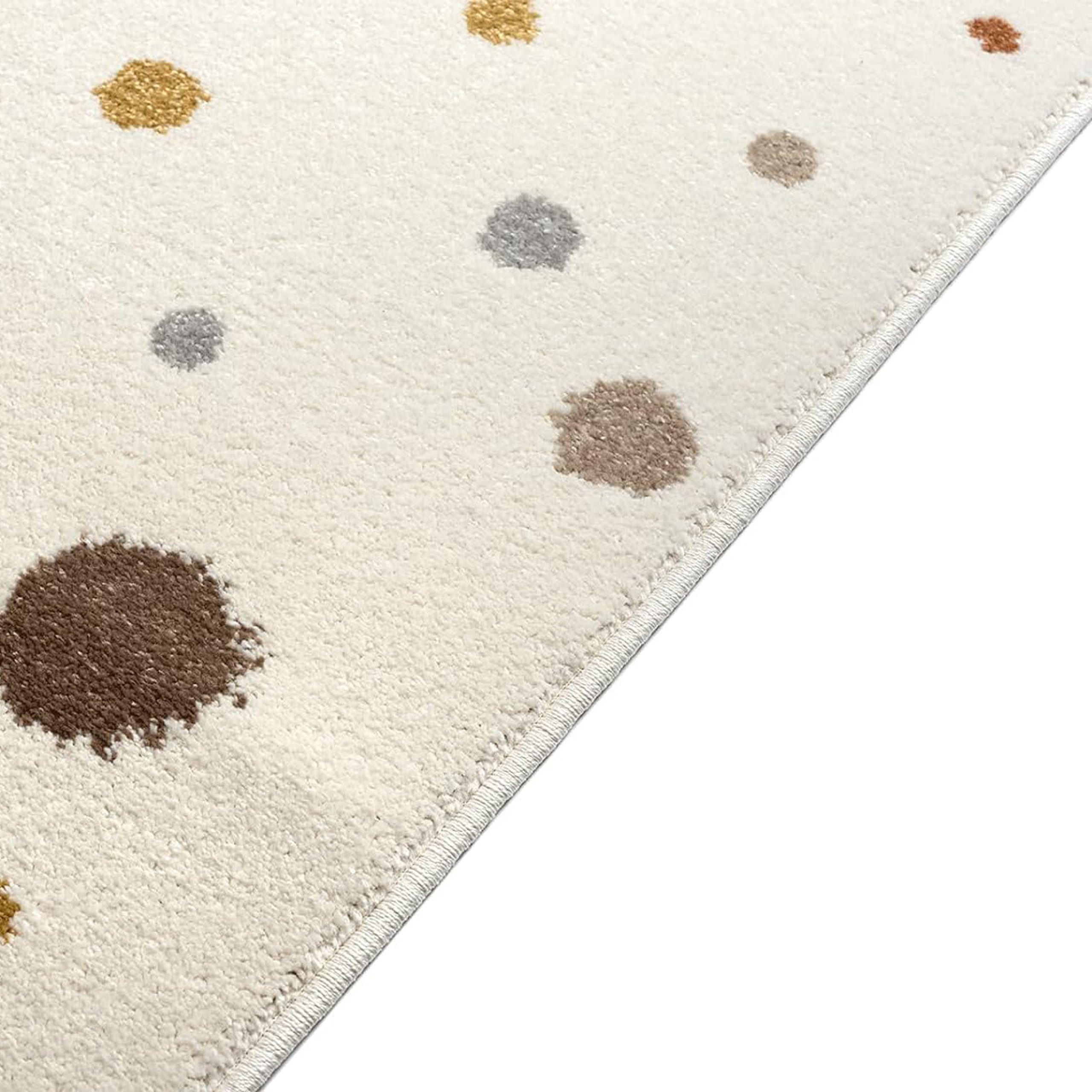 Carpetia Teppich Cremefarbener Teppich mit Farbklecksen in Braun- und Grautönen, rechteckig, Höhe: 9 mm