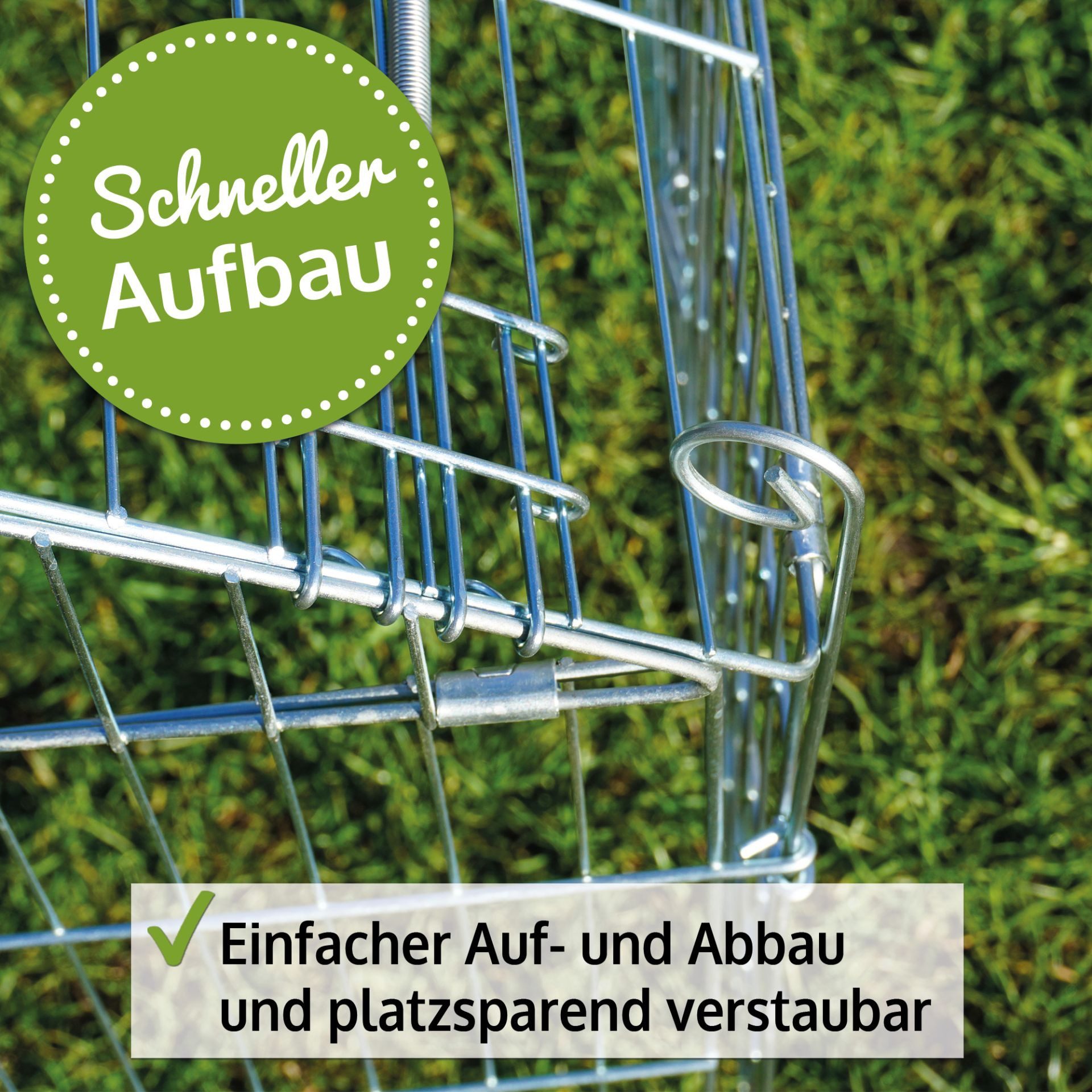 Zooprinz Freigehege Gittergehege mit Sonnenschutz für Hasen, Kaninchen, Hühner, Welpen, Stecksystem, einfacher Aufbau, Wetterfest, Freilauf Auslauf Gehege