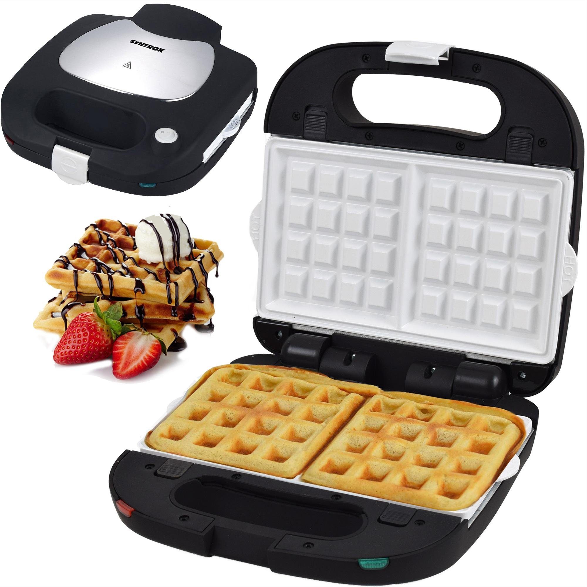 Syntrox Germany Belgische Waffelplatten Multimaker SM-1500W mit einem Satz Wechselplatten für Belgische Waffel, Edelstahl