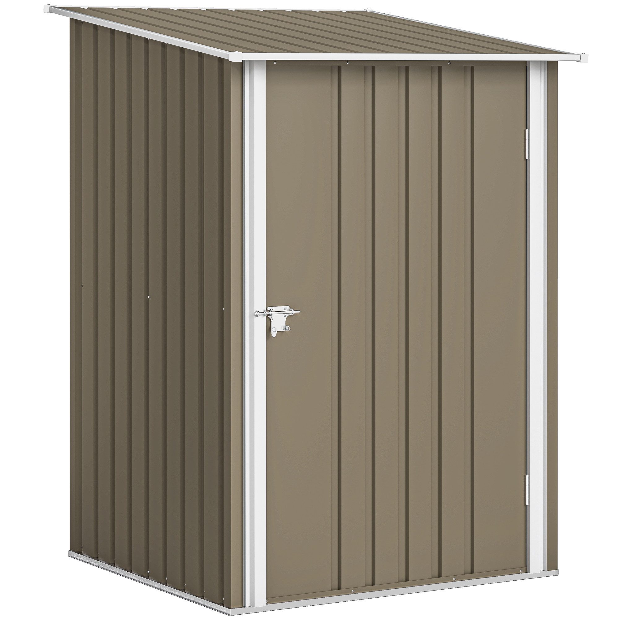 MC Star Gartenhaus Geräteschuppen aus verzinktem Stahl mit Tür, 100 x 104 x 160 cm, (braun und weiß)