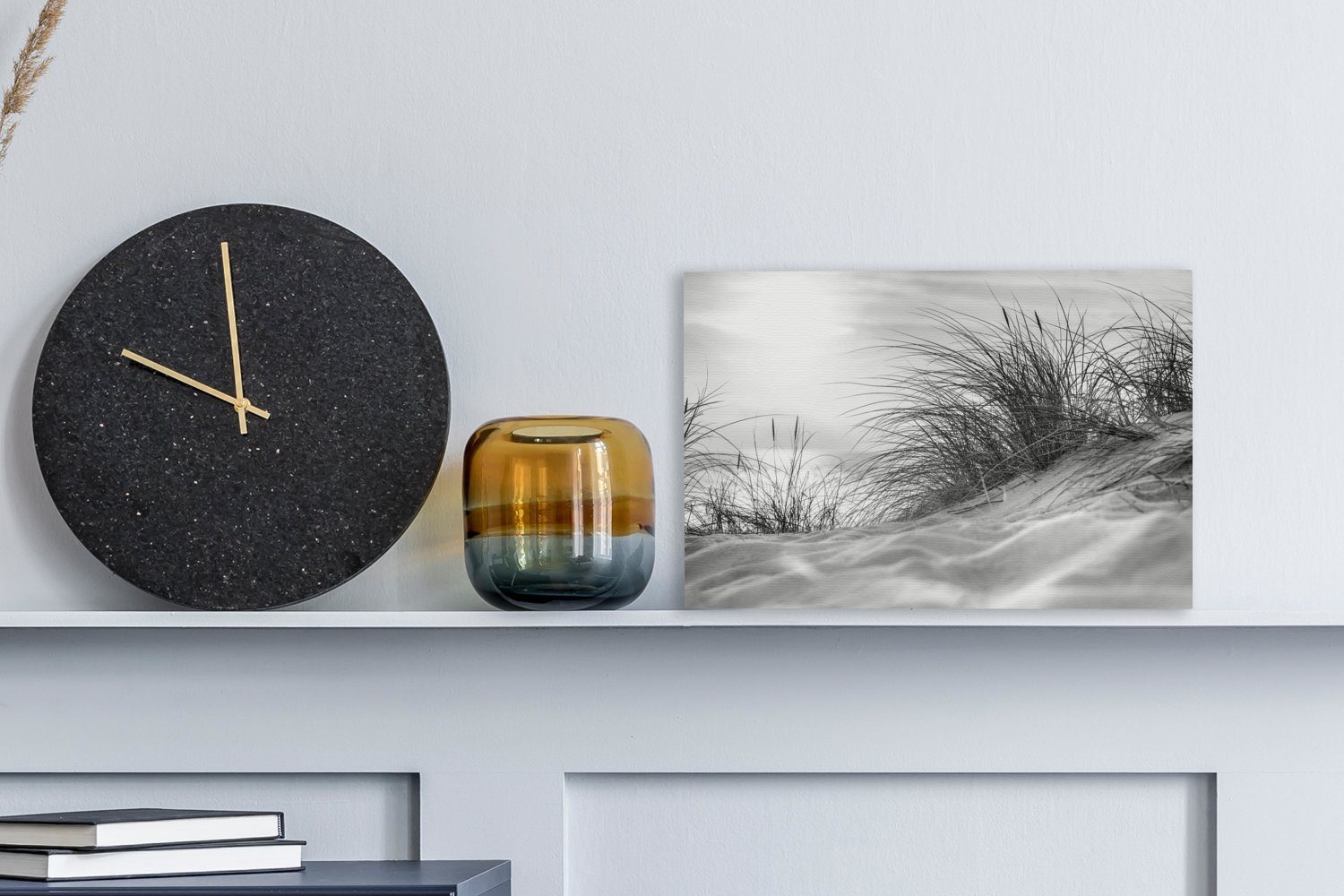 OneMillionCanvasses® Leinwandbild Wattenmeer - Dünen - Schwarz - Weiß, Foto günstig online kaufen
