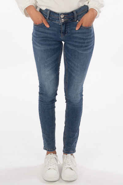 Blue Monkey 5-Pocket-Jeans mit Waschung 5-Pocket-Stil, Skinny JEans mit Stretch-Anteil