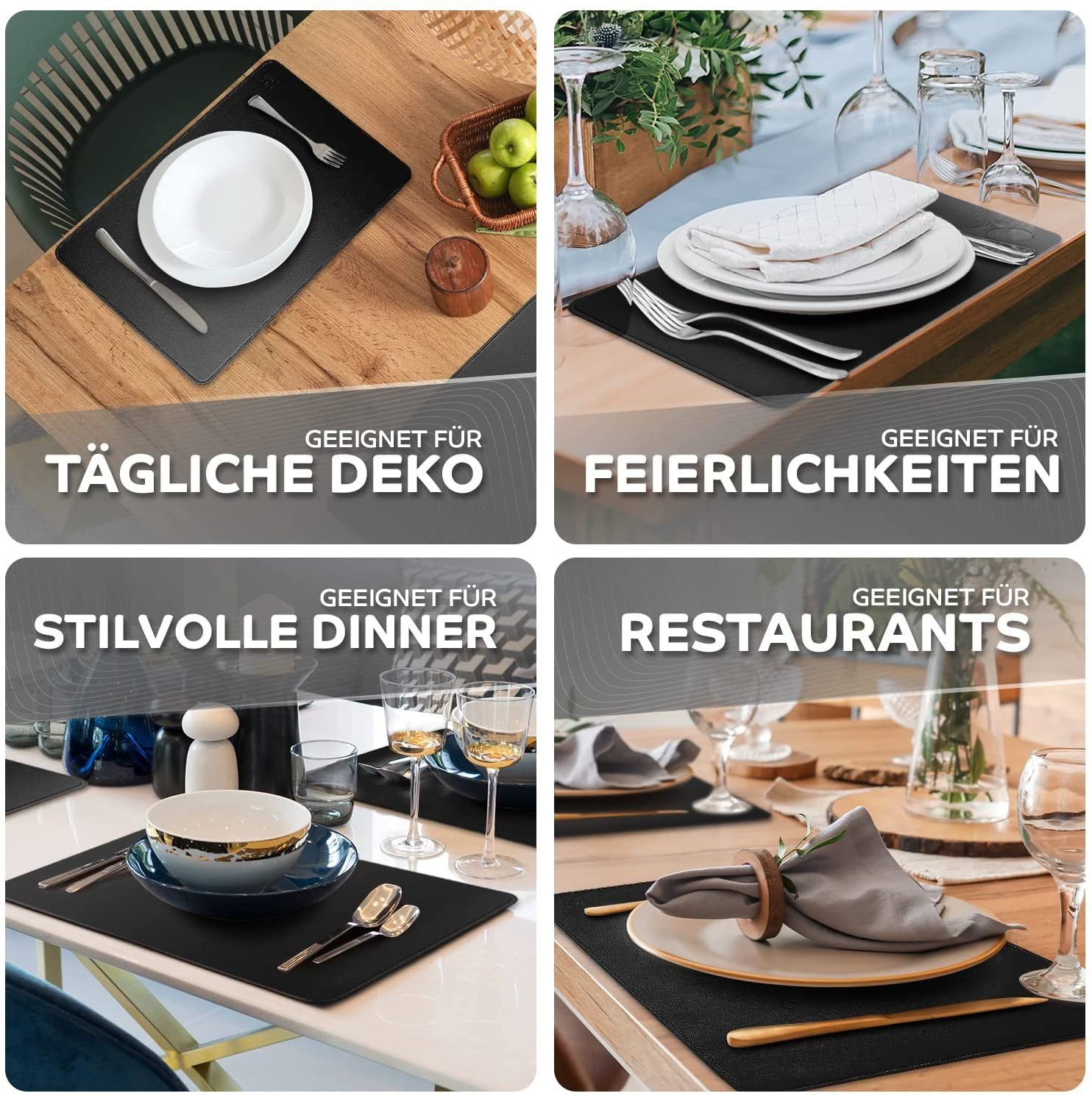 Loco Bird Platzset aus Kunstleder, 4er Set Zweifarbig, 43x30cm Lederoptik -, abwischbare Platzdeckchen Kunstleder