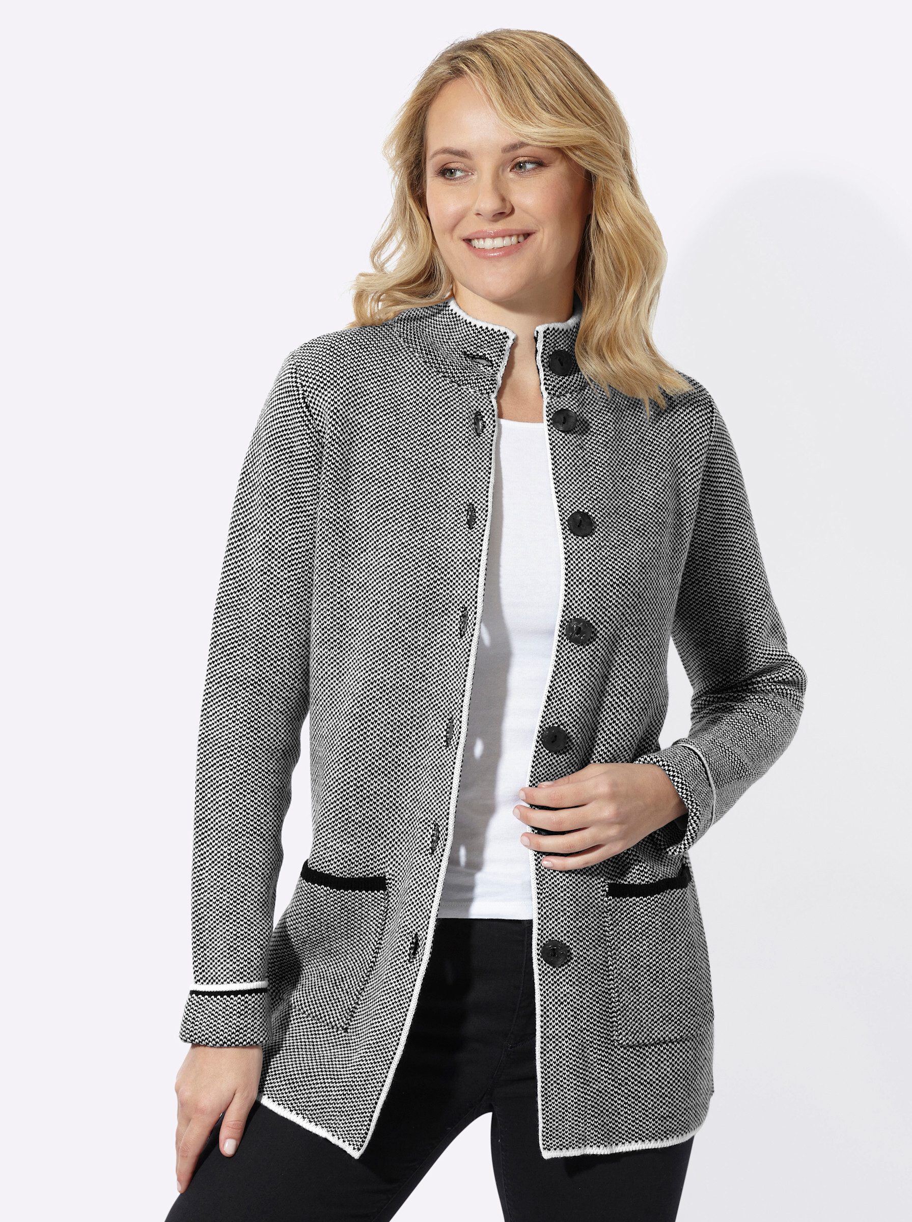 Sieh an! Strickjacke Long-Strickjacke Langarm Grobstrick