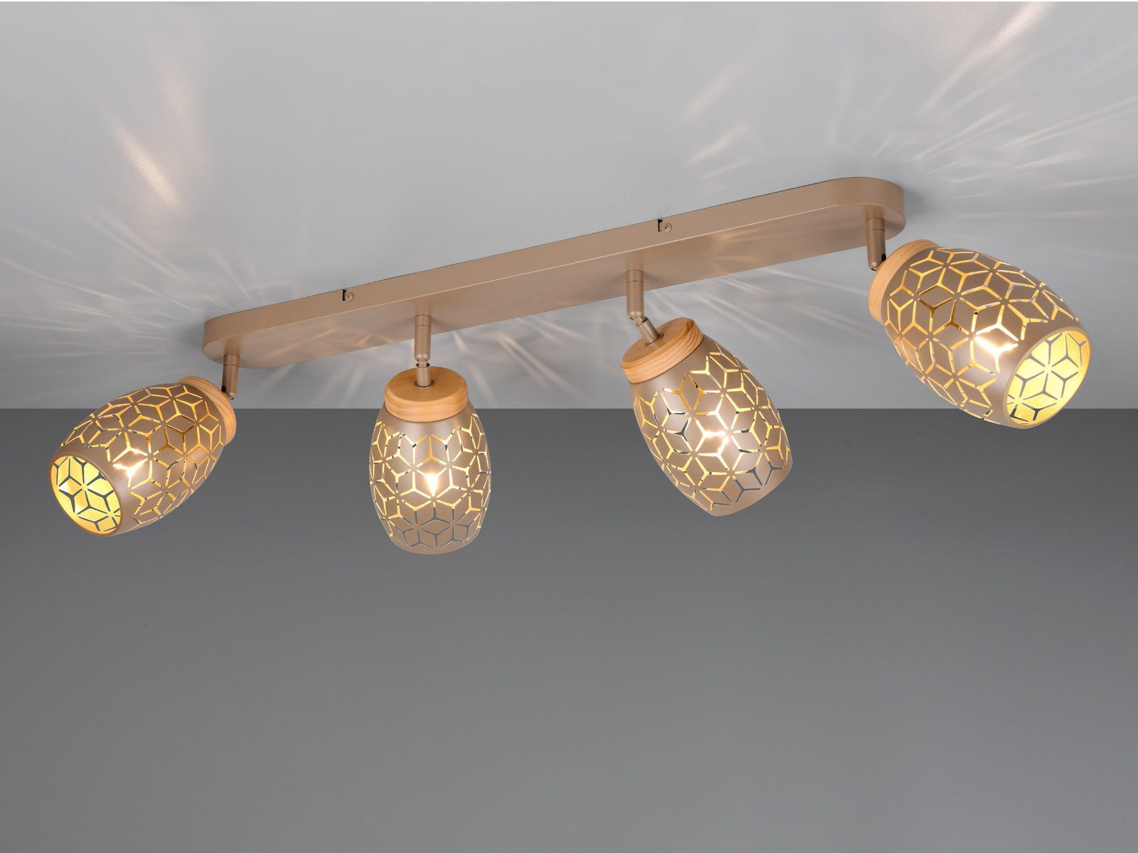 Reality Leuchten LED Deckenstrahler, Dimmfunktion, LED wechselbar, über Lichtschalter in 3 Stufen dimmbar, warmweiß, Licht-strahler innen orientalische Spot-s Treppenhaus Decke, B: 74cm