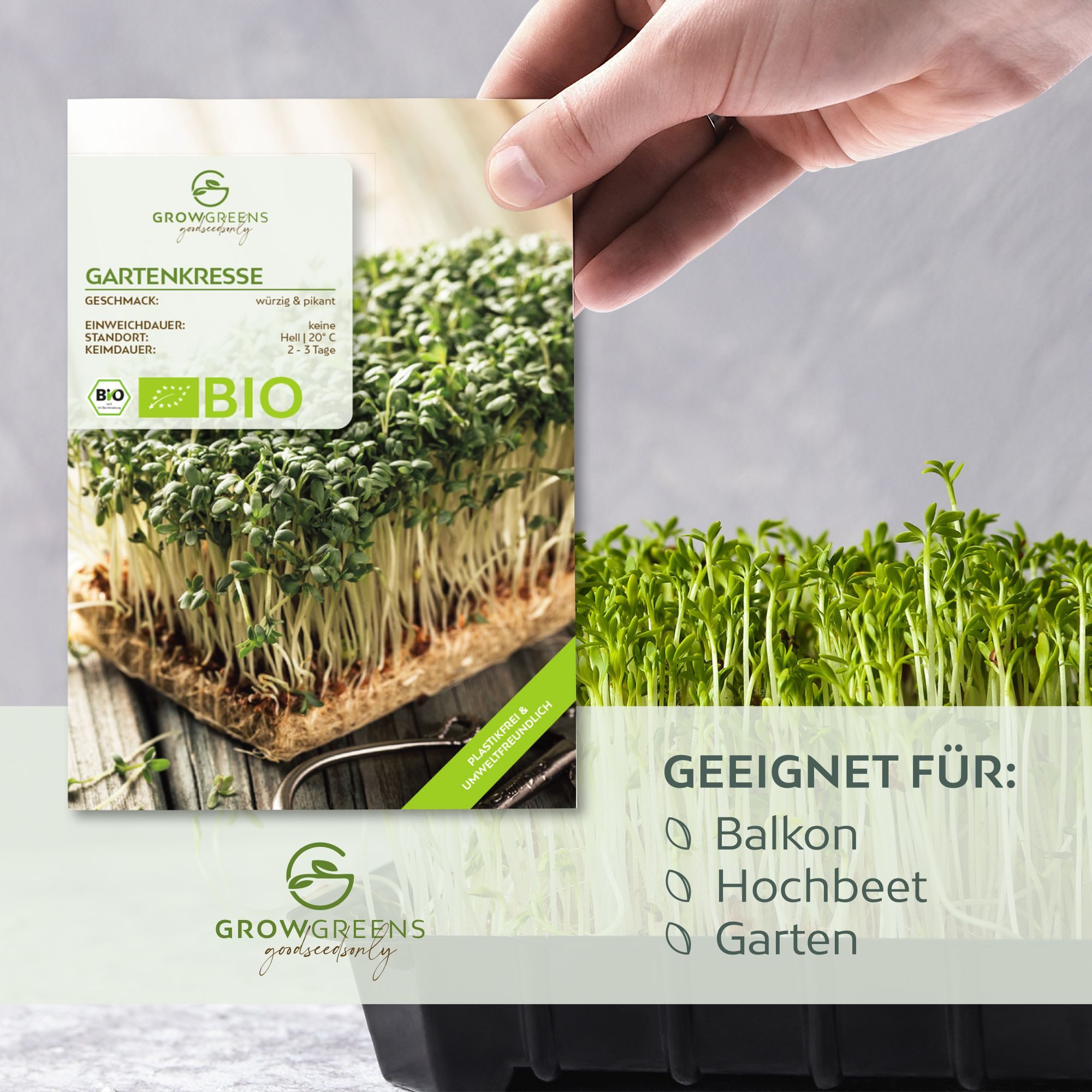Growgreens Kräutersamen BIO Kressesamen - Küchenkräuter Saatgut aus bio. An günstig online kaufen