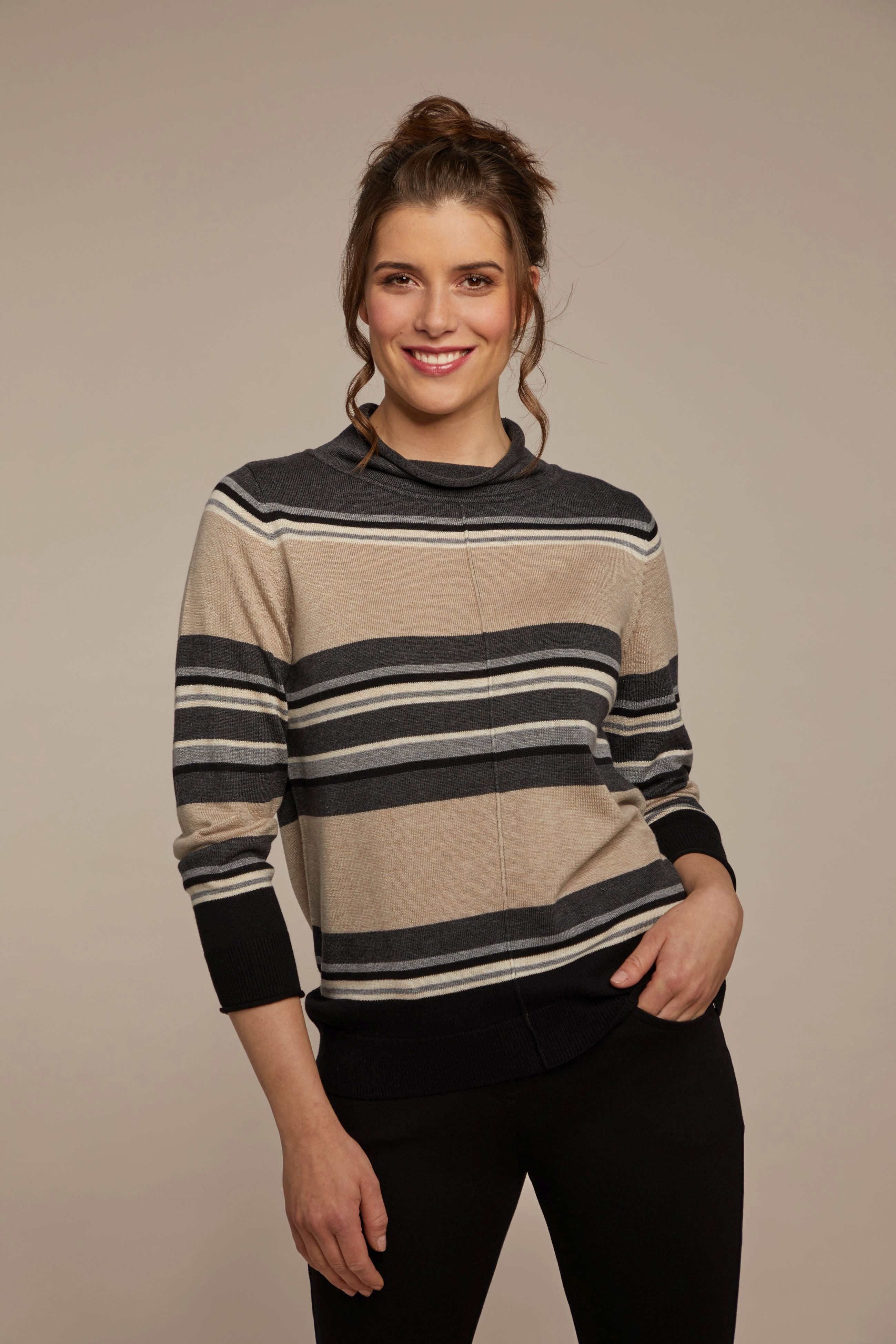 Hajo Rundhalspullover Damen Pullover mit gestricktem günstig online kaufen