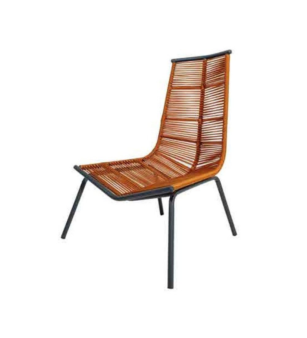 JVmoebel Gartenlounge-Set Gartenmöbel-Set aus orangefarbenem Rattan mit grauem Metallgestell, (Set, 3-tlg., Sessel/Hocker/Beistelltisch), Made in Europa