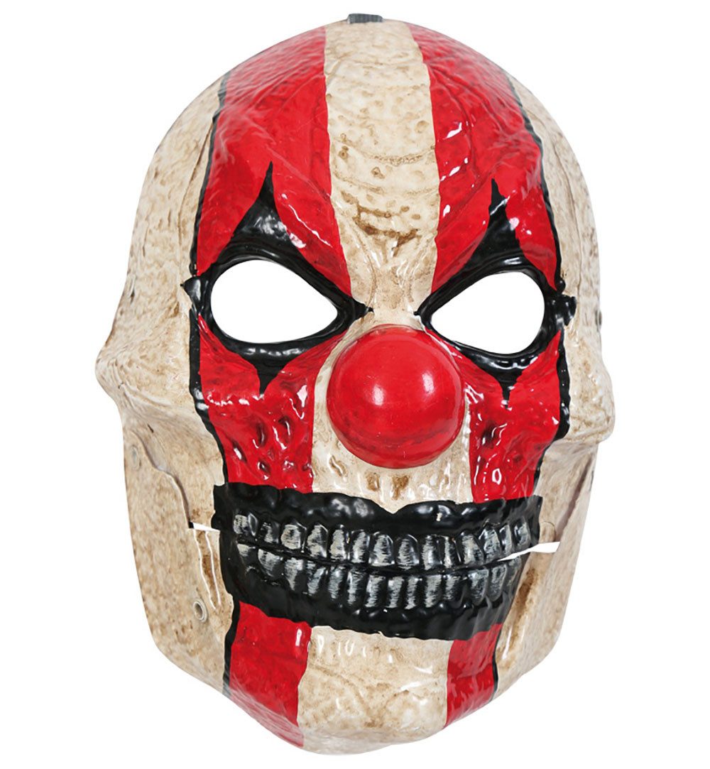 Fries Verkleidungsmaske Halbmaske Horror Clown mit Gummizug Kunststoff Halloween Karneval, Mit Gummizug