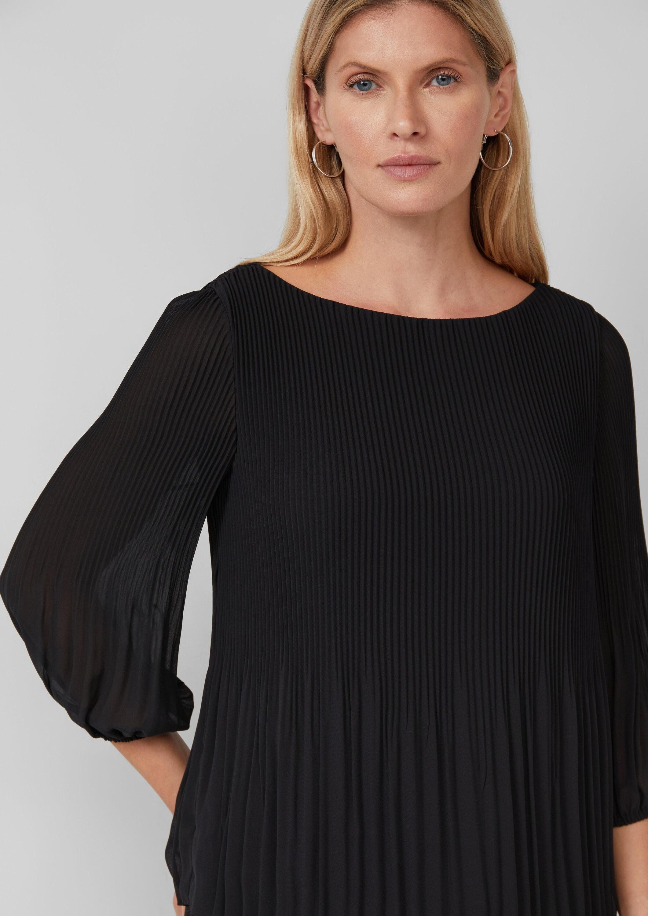 s.Oliver Kurzarmbluse Bluse Plisseebluse mit 3/4-Arm