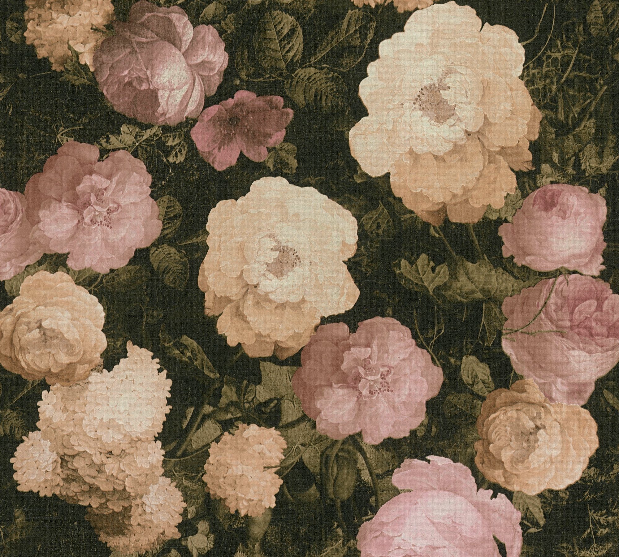 A.S. Création of rosa/creme/grün botanisch, Tapete Blumen History floral, Vliestapete Art