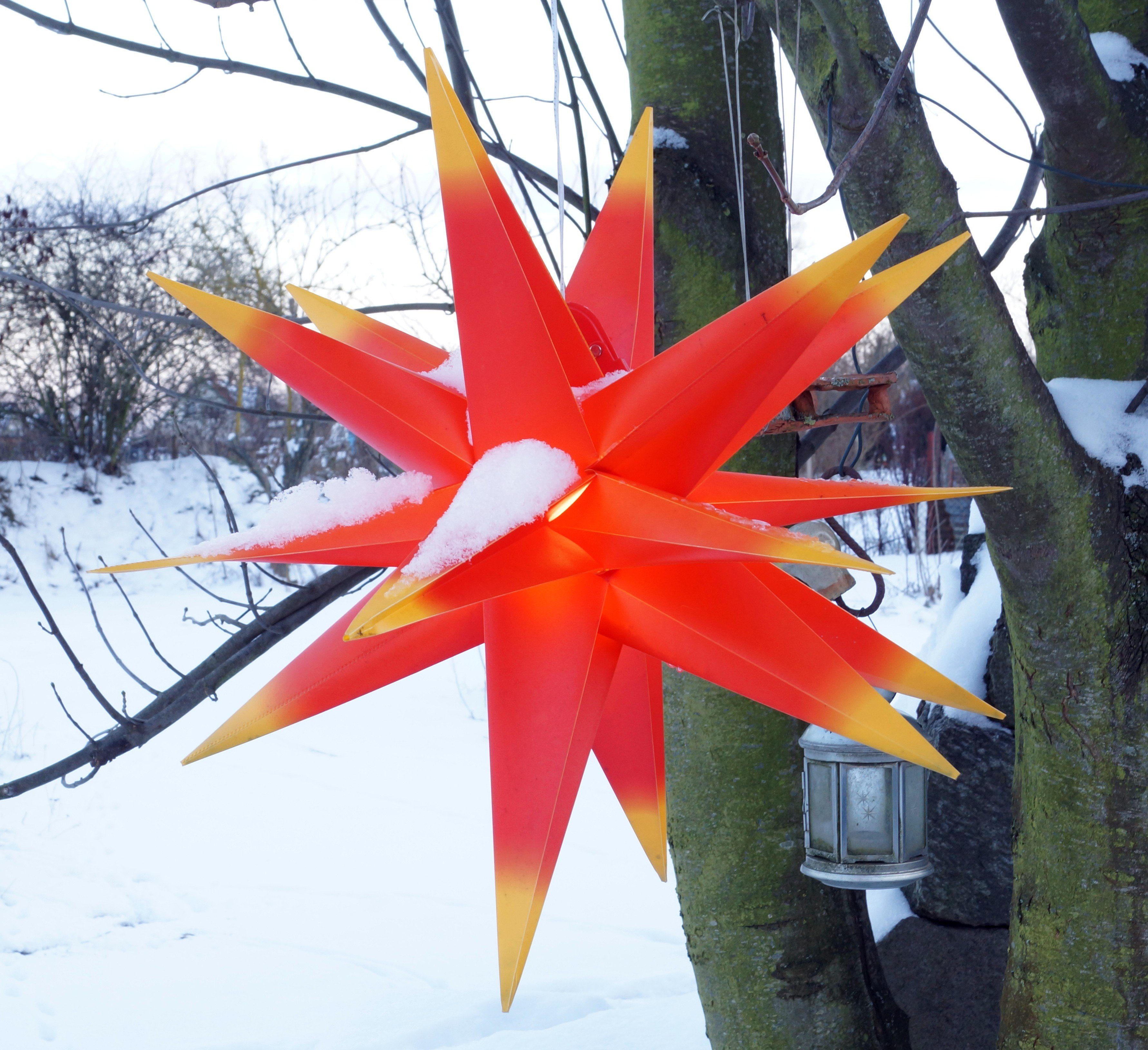 Guru-Shop Kaspar, Weihnachtsstern,.., 55 für Außenstern Batterie 3D Ø Leuchtmittel inklusive außen 4xAA LED-Stern rot/gelb cm