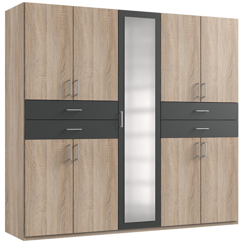 Lomadox Kleiderschrank TREVISO-43 Garderobenschrank Schlafzimmerschrank Schrank 225 cm breit Eiche