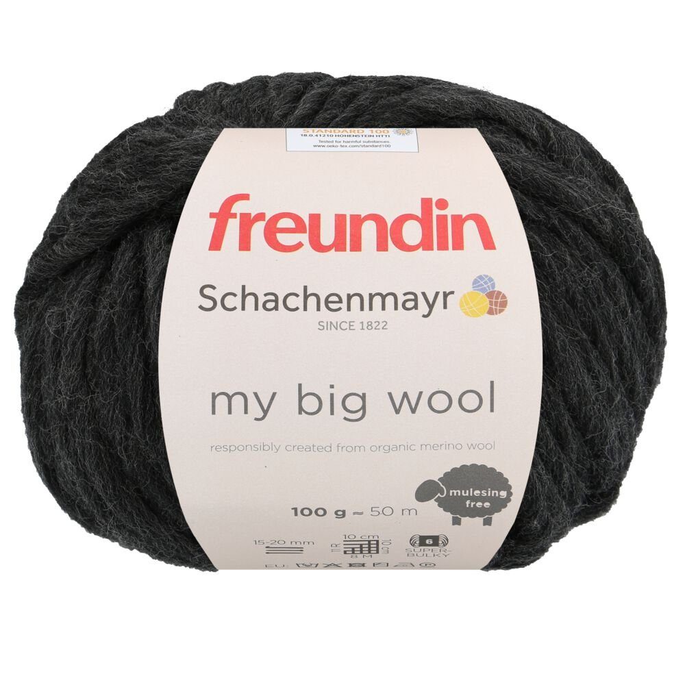 Schachenmayr Wolle My Big Wool, reine Merinowolle Strickgarn 100g Häkelwolle, 50,00 m (dickes Dochtgarn 100% Merino, freundin x Schachenmayr), mulesingfrei