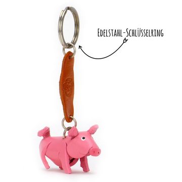 Monkimau Schlüsselanhänger Schwein Schlüsselanhänger Leder Tier Figur (Packung)