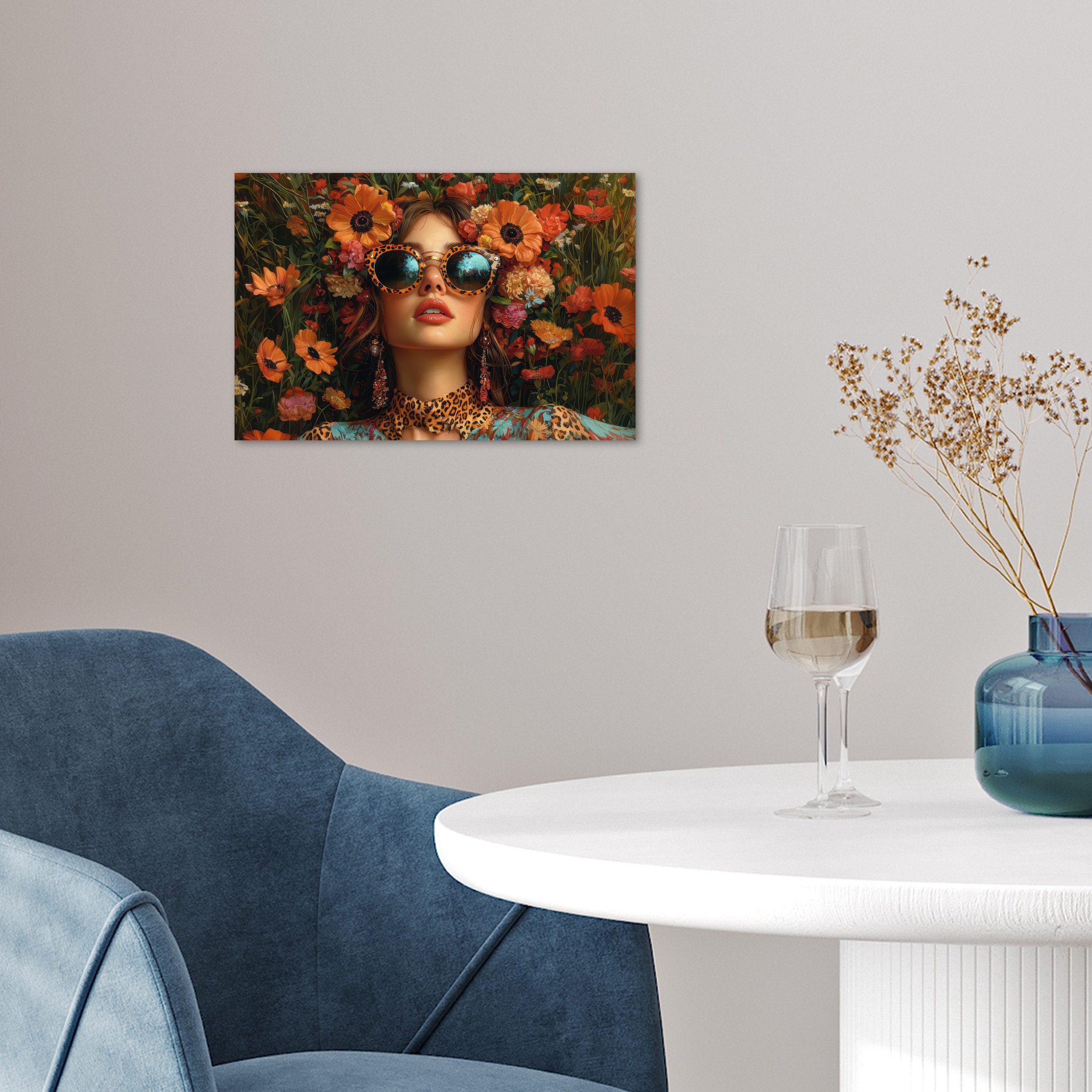 MuchoWow Poster Frauen - Blumen - Modern - Brille - Abstrakt, (1 St), Poster ohne Rahmen, Wandbild, Wandposter, 30x20 cm – Bild 5 von 5