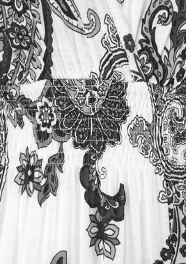 LASCANA Maxikleid mit verstellbarem Ausschnitt im Alloverdruck, Sommerkleid, Strandkleid
