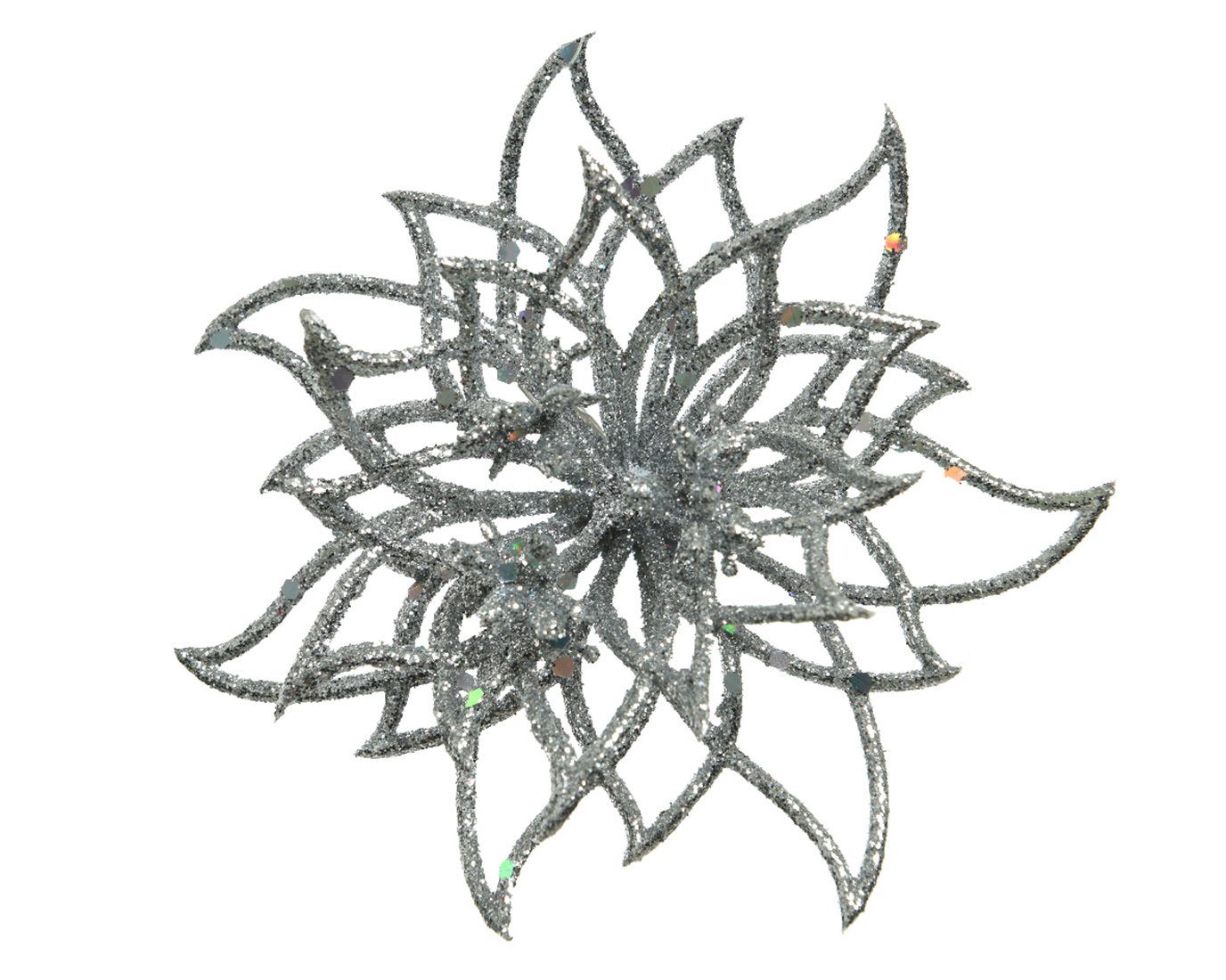 Clip decorations - auf Decoris 14cm season Kunststoff silber Weihnachtsstern Weihnachtsbaumklammer, Blume