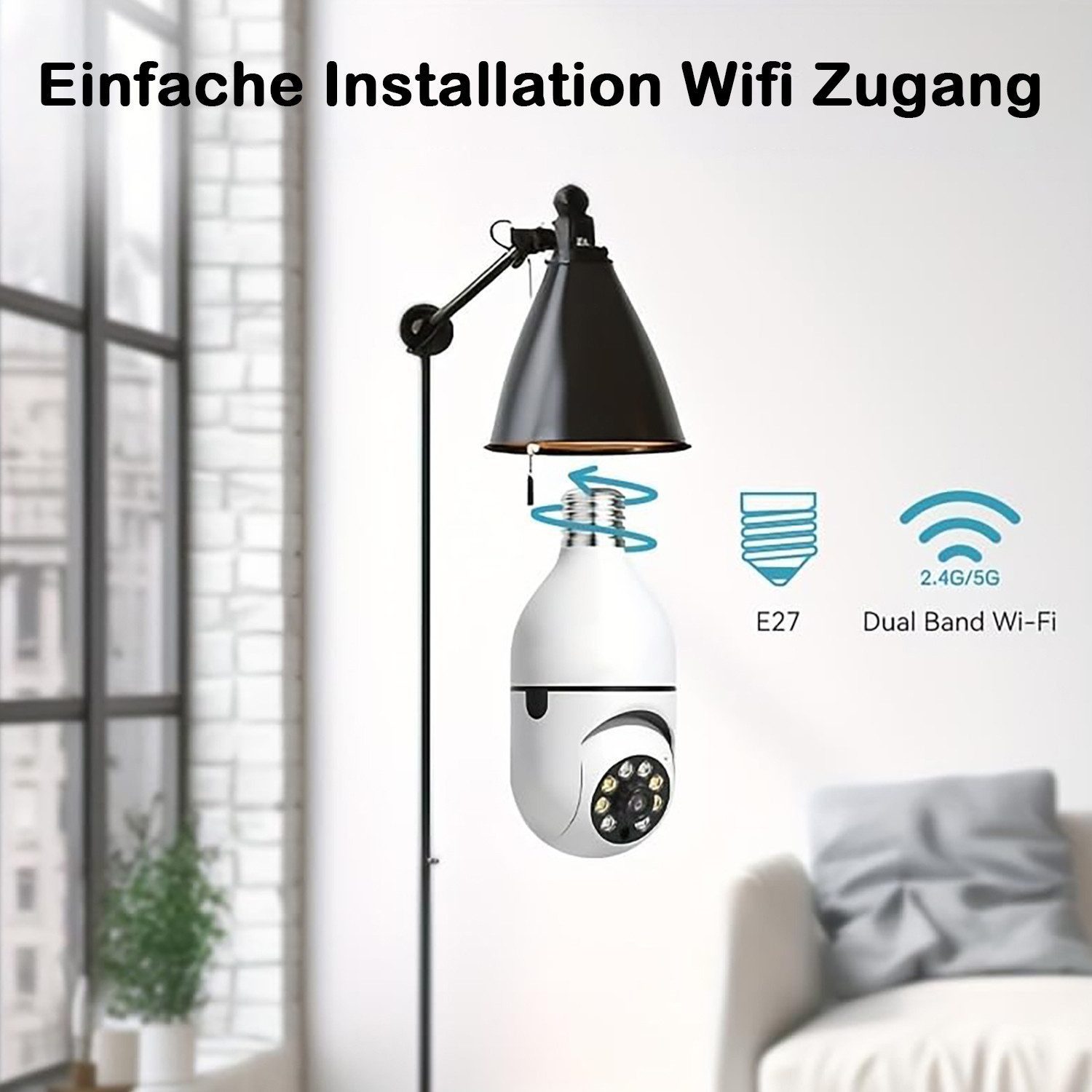 BoyKeep Surveillance Camera 1080P 5 GHz 360° Wireless D115 WLAN Camera Outdoor (Indoor, Outdoor, Outdoor Surveillance Camera)