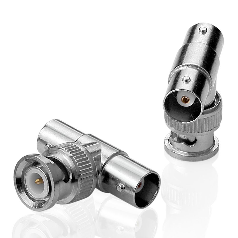 euroharry BNC-T-Stueck BNC-Stecker auf 2xBNC-Kupplung Y-Verteiler Stecker Adapter