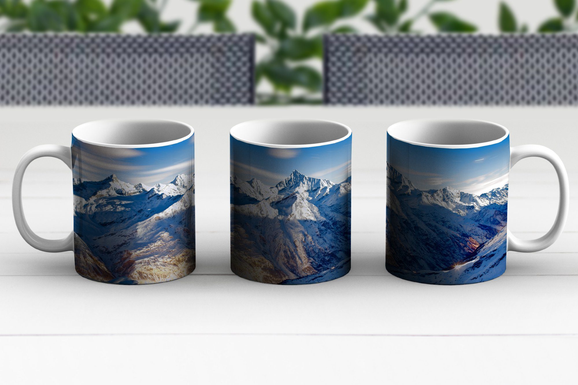 Berg Tasse - Kaffeetassen, Teetasse, Alpen Geschenk Keramik, Teetasse, Schnee, MuchoWow - Becher,