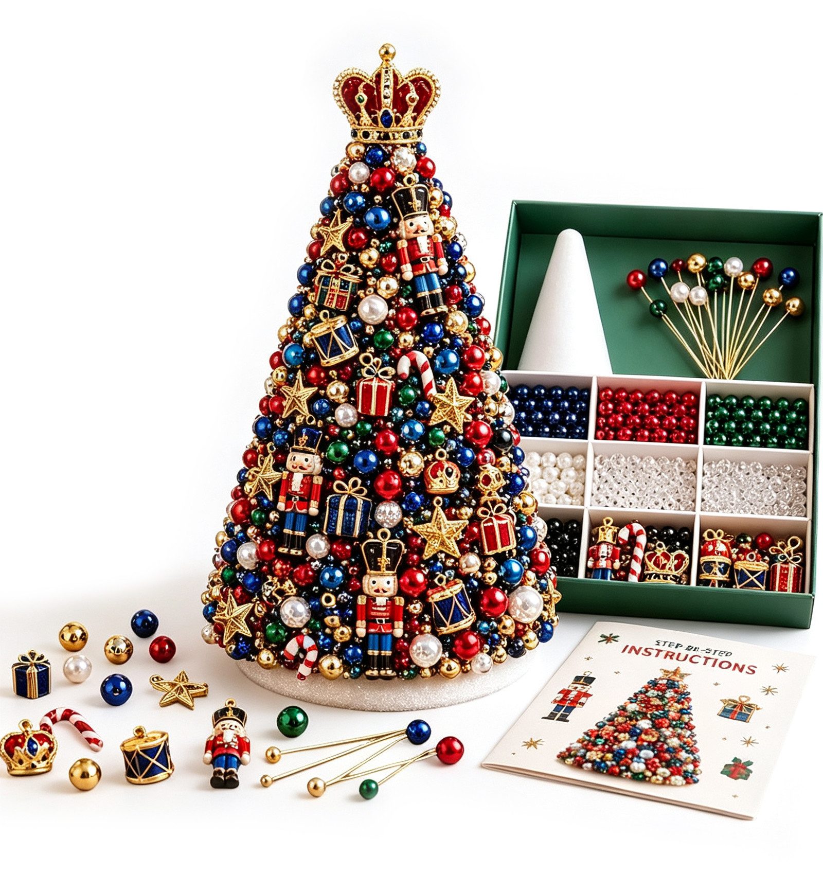 CLTYQ Kreativset DIY-Kreativset für einen Perlen-Weihnachtsbaum, Weihnachtsdeko zum Selbermachen für Erwachsene und Kinder