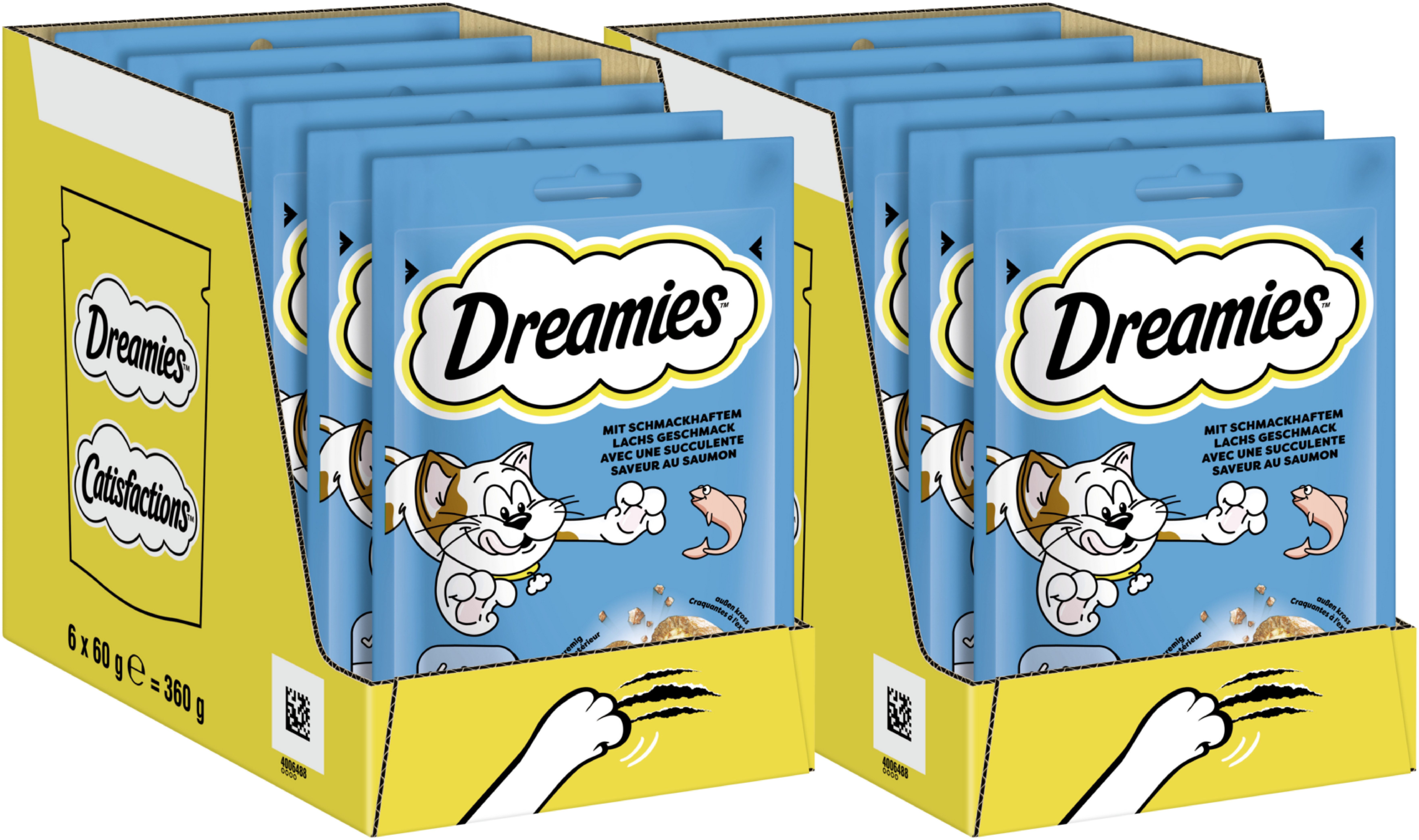 Dreamies DREAMIES™ Lachs 12 x 60g, Snack für: Katze