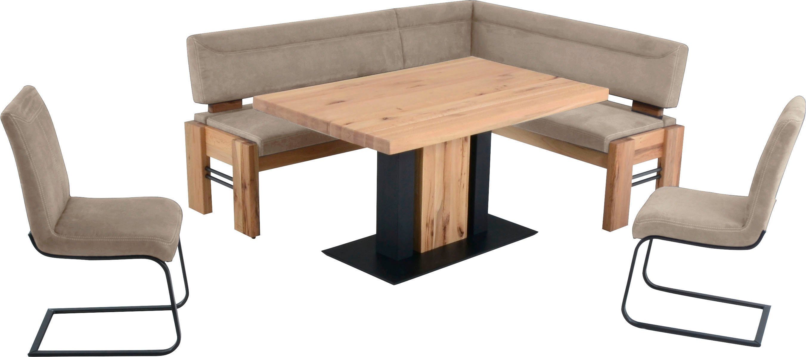 K+W Komfort & Wohnen Eckbankgruppe Floyd, (Set, 5-tlg), Stauraum-Eckbank, wahlweise rechts oder links langer Schenkel 203cm