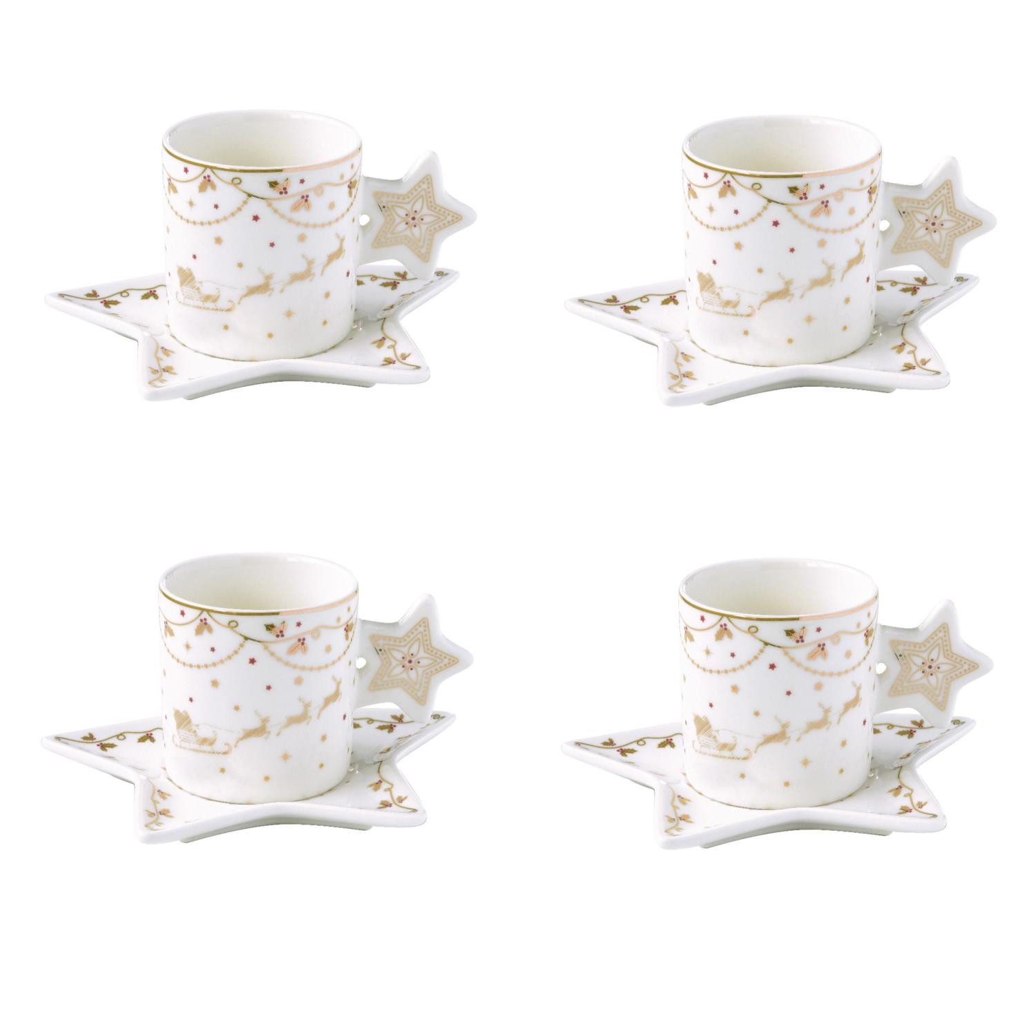 EasyLife Tasse Christmas Lights, Porzellan, Handwäsche, Weiß, Weihnachten, H: 7cm