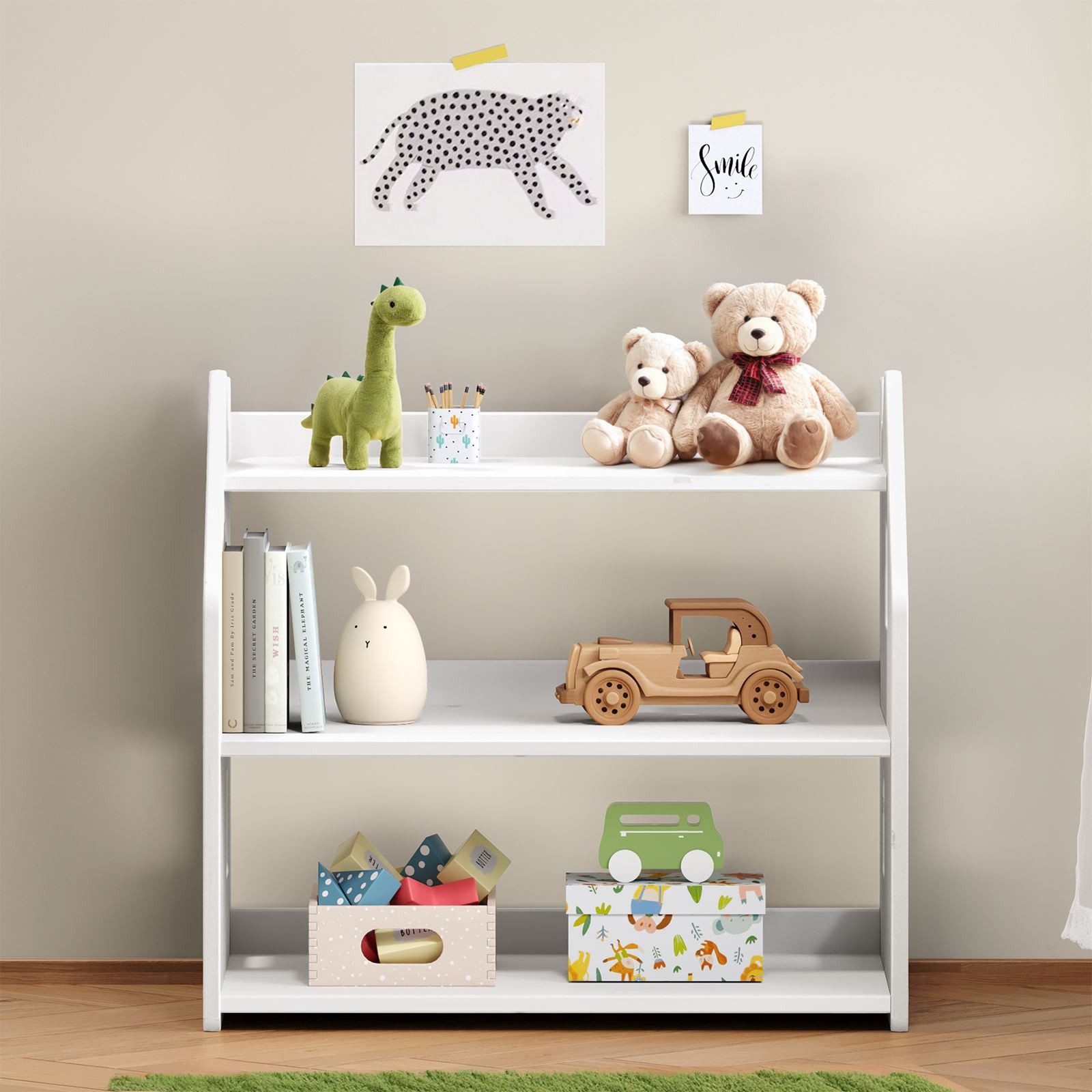 IDIMEX Kinderregal YASMIN, Bücherregal, Montessori Spielzeugregal Kinderzimmer Regal aus Massivho