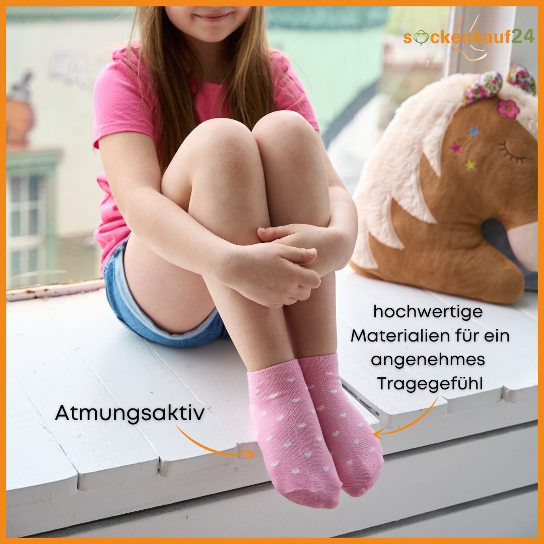 sockenkauf24 Sneakersocken 10 Paar Kinder Sneaker Socken Jungen & Mädchen Baumwolle Kindersocken (56285, 35-38) WP
