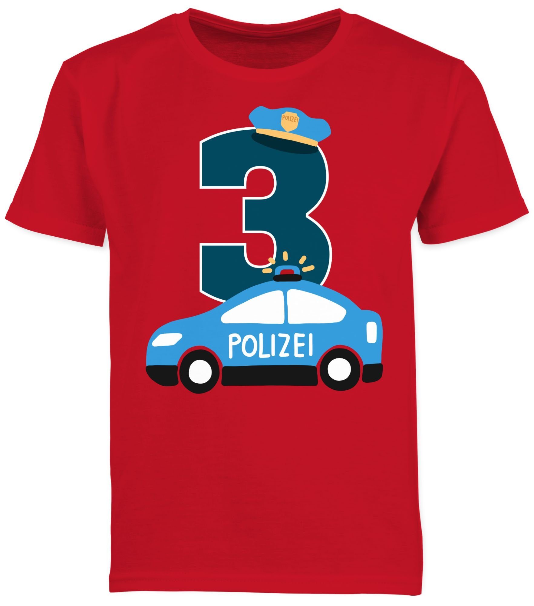 Rot 3 Shirtracer T-Shirt 3. Geburtstag Dritter Polizei