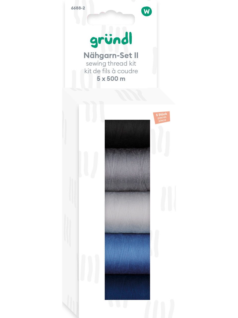 Gründl Bastelnaturmaterial Gründl Nähgarn-Set 5 x 500 m mehrfarbig